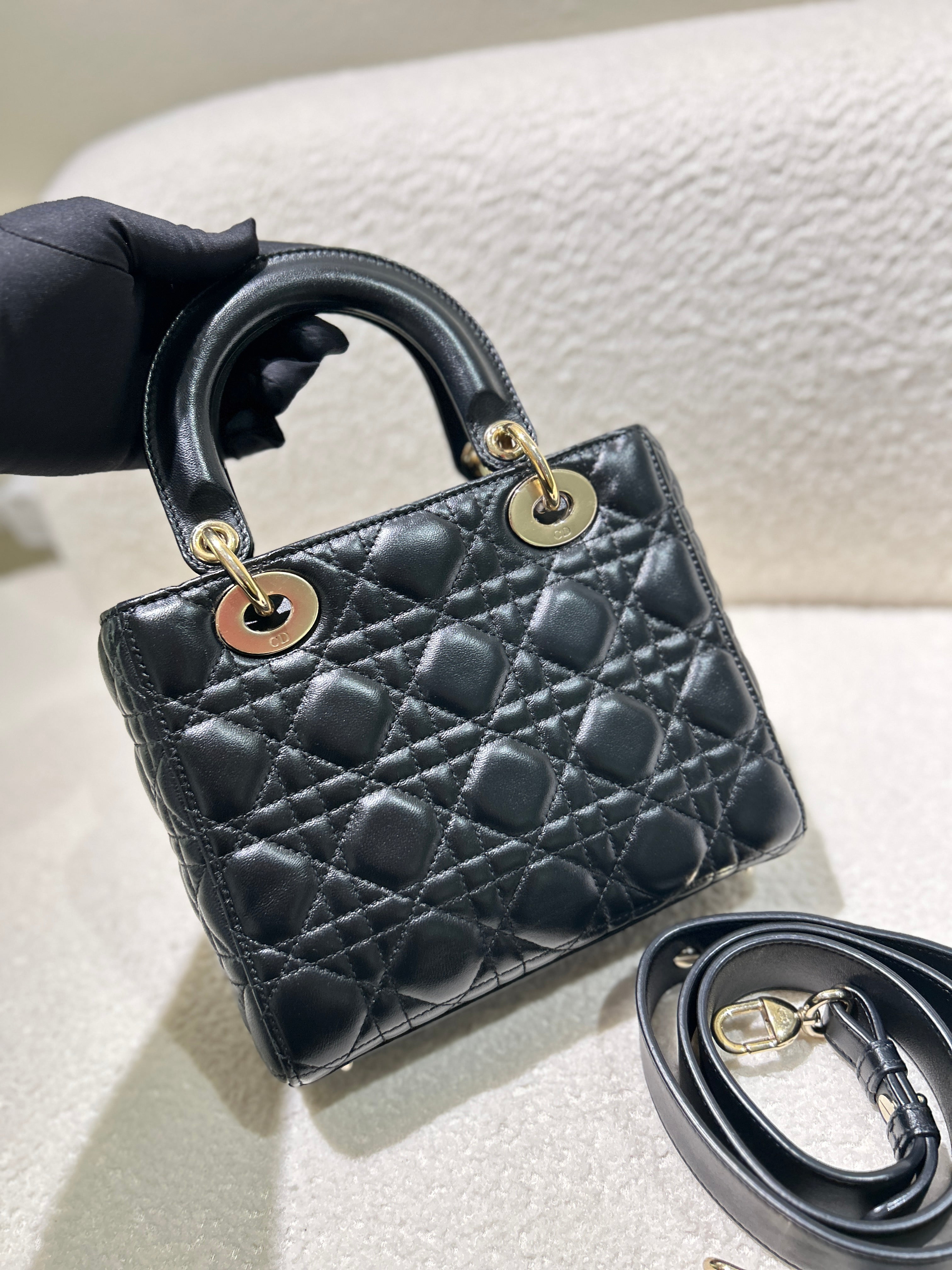 Dior Lady Small Flap - Cannage Lambskin Black Silver Hardware