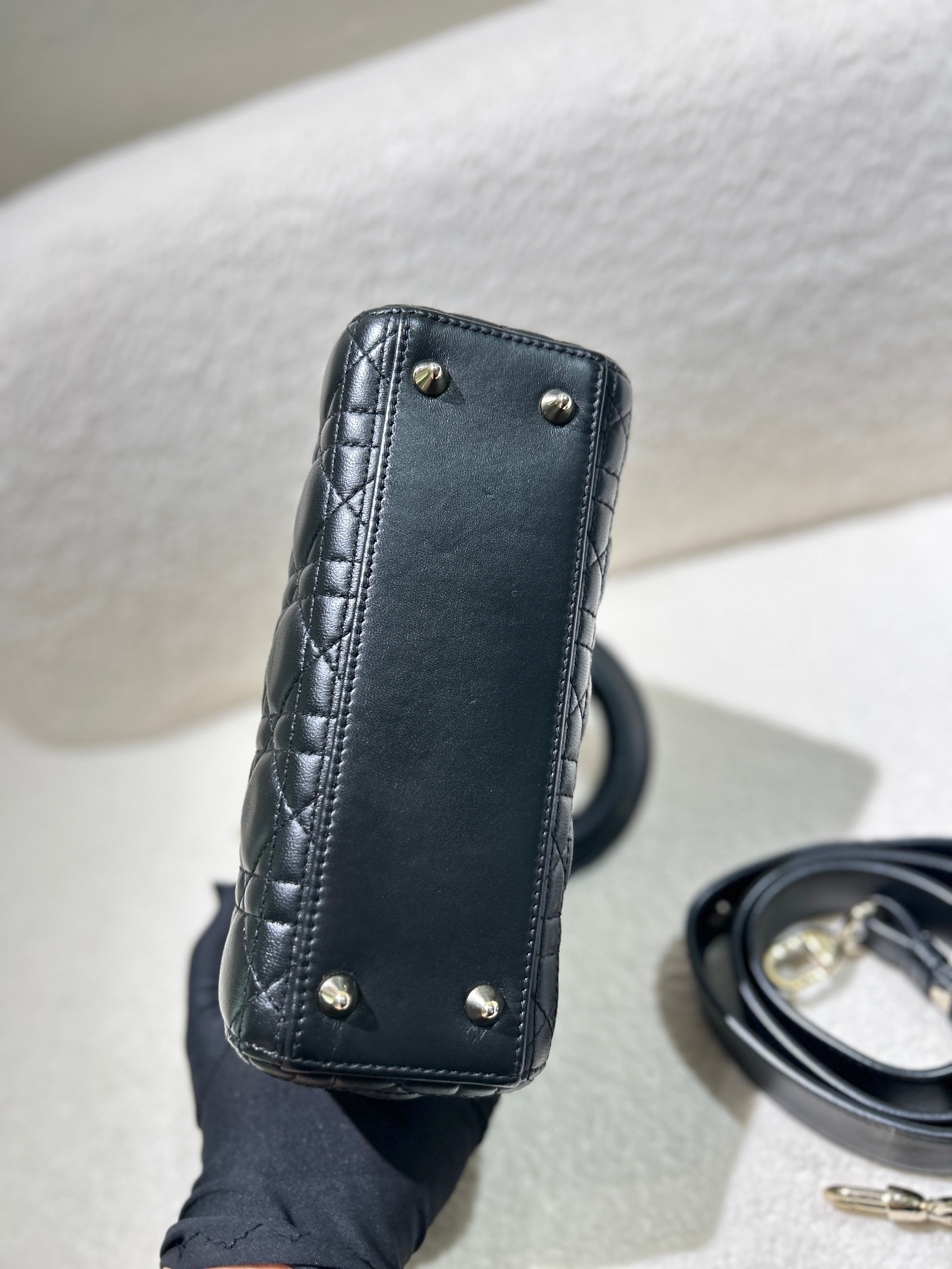 Dior Lady Small Flap - Cannage Lambskin Black Silver Hardware
