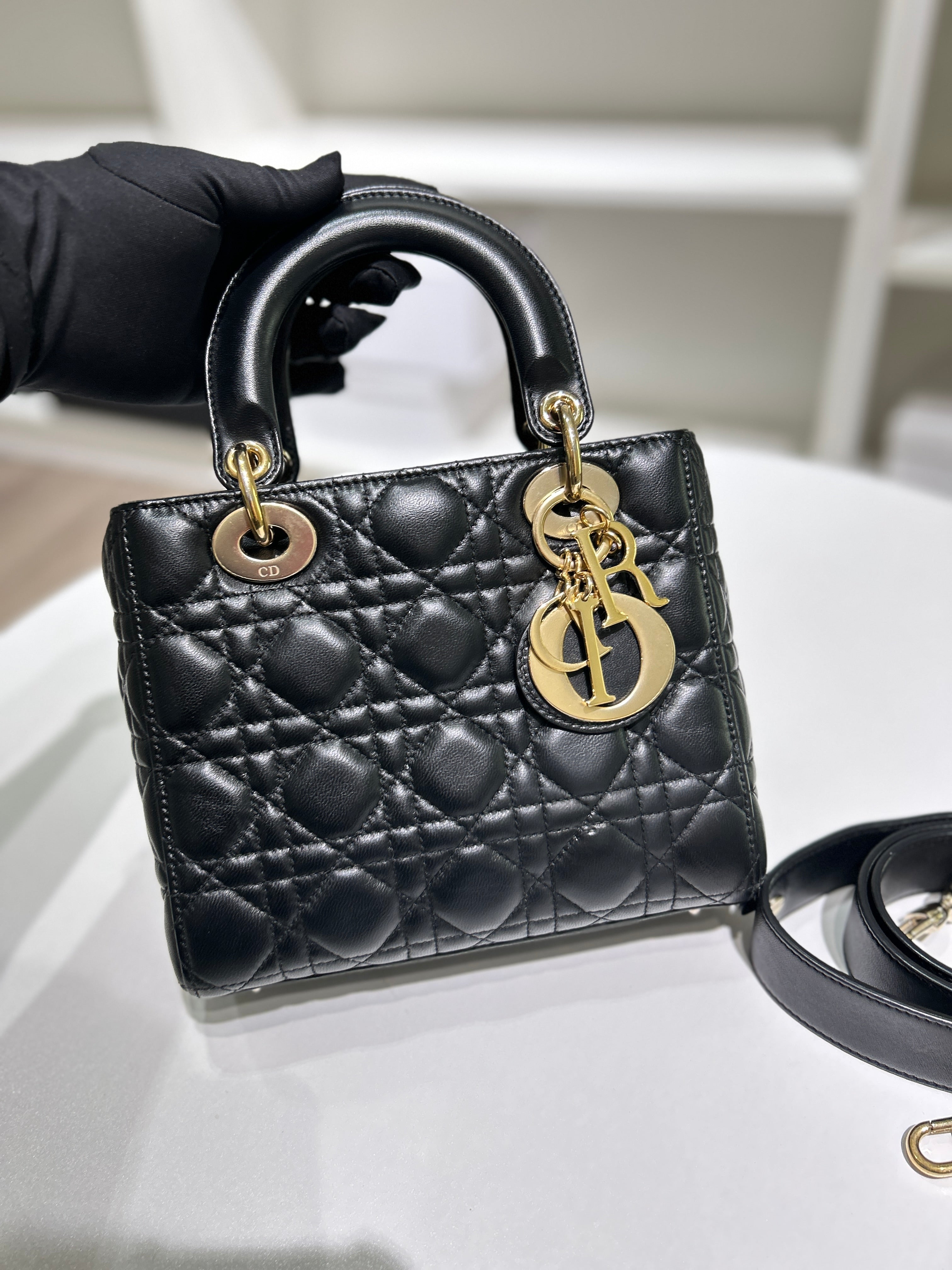 Dior Lady Small Flap - Cannage Lambskin Black Silver Hardware