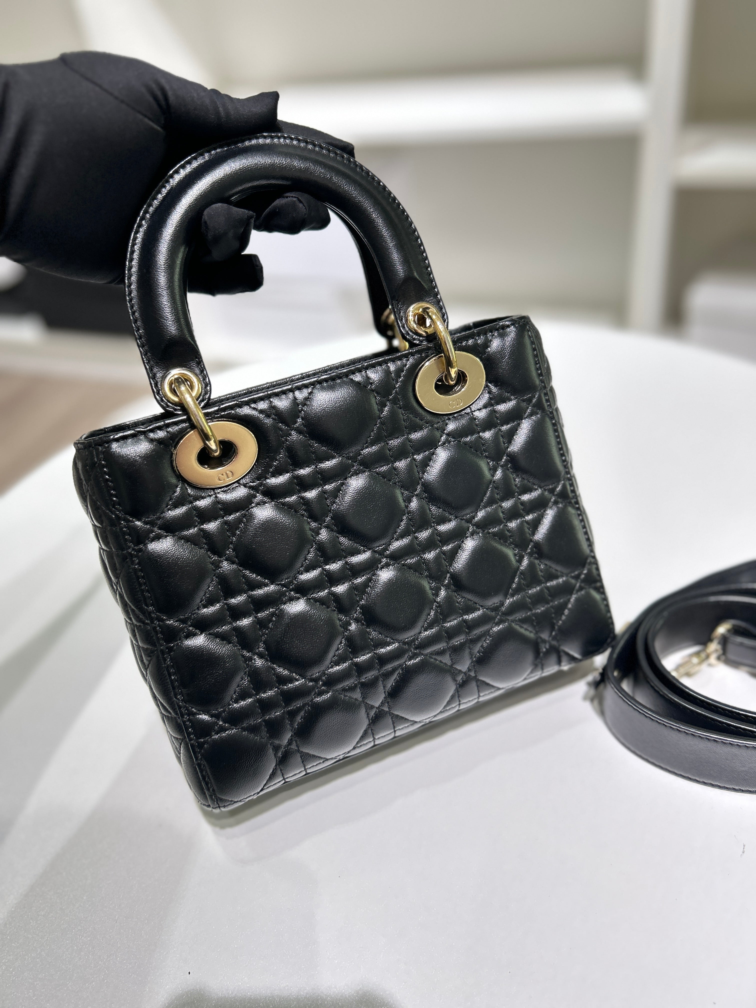 Dior Lady Small Flap - Cannage Lambskin Black Silver Hardware