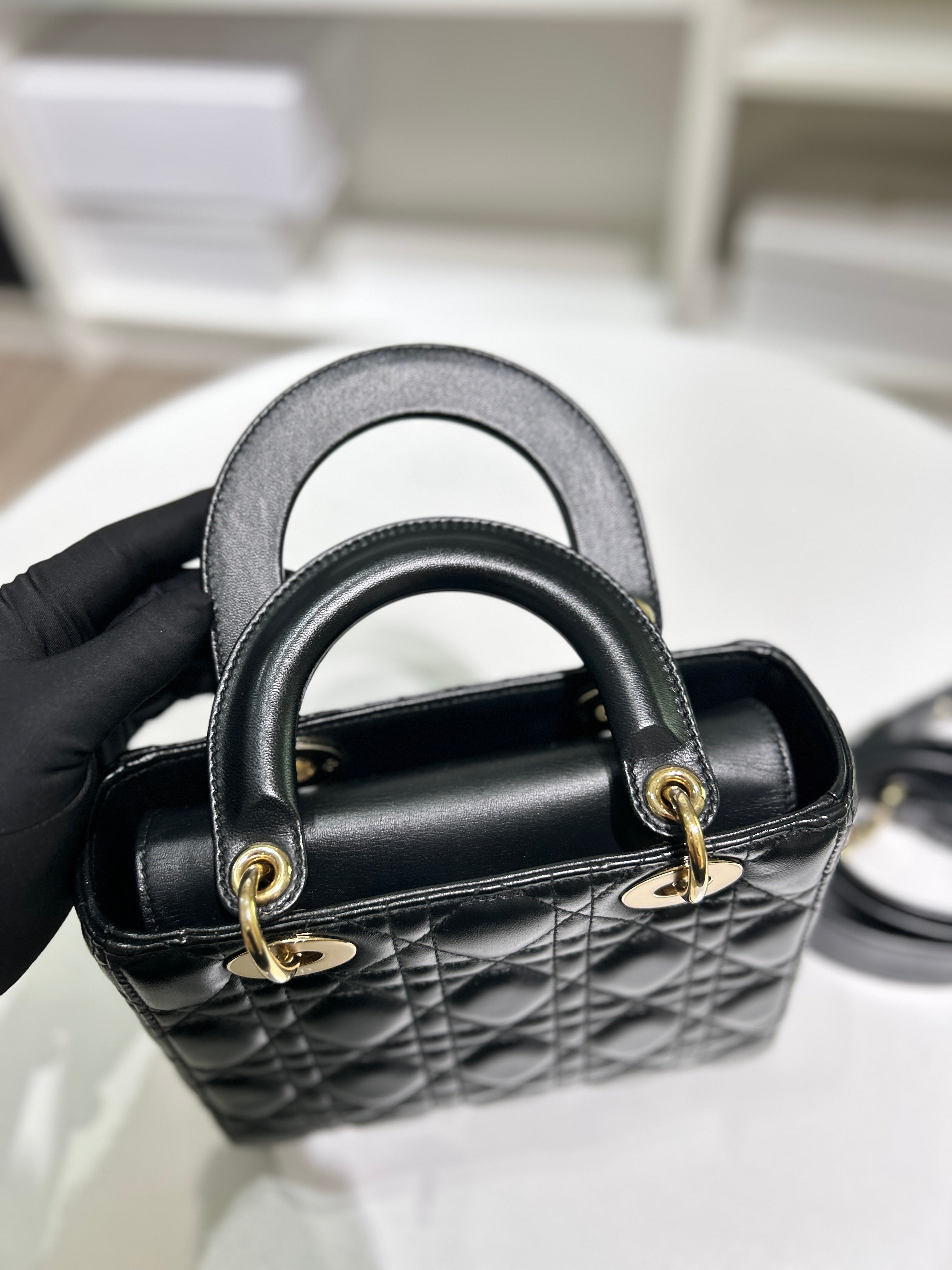 Dior Lady Small Flap - Cannage Lambskin Black Silver Hardware