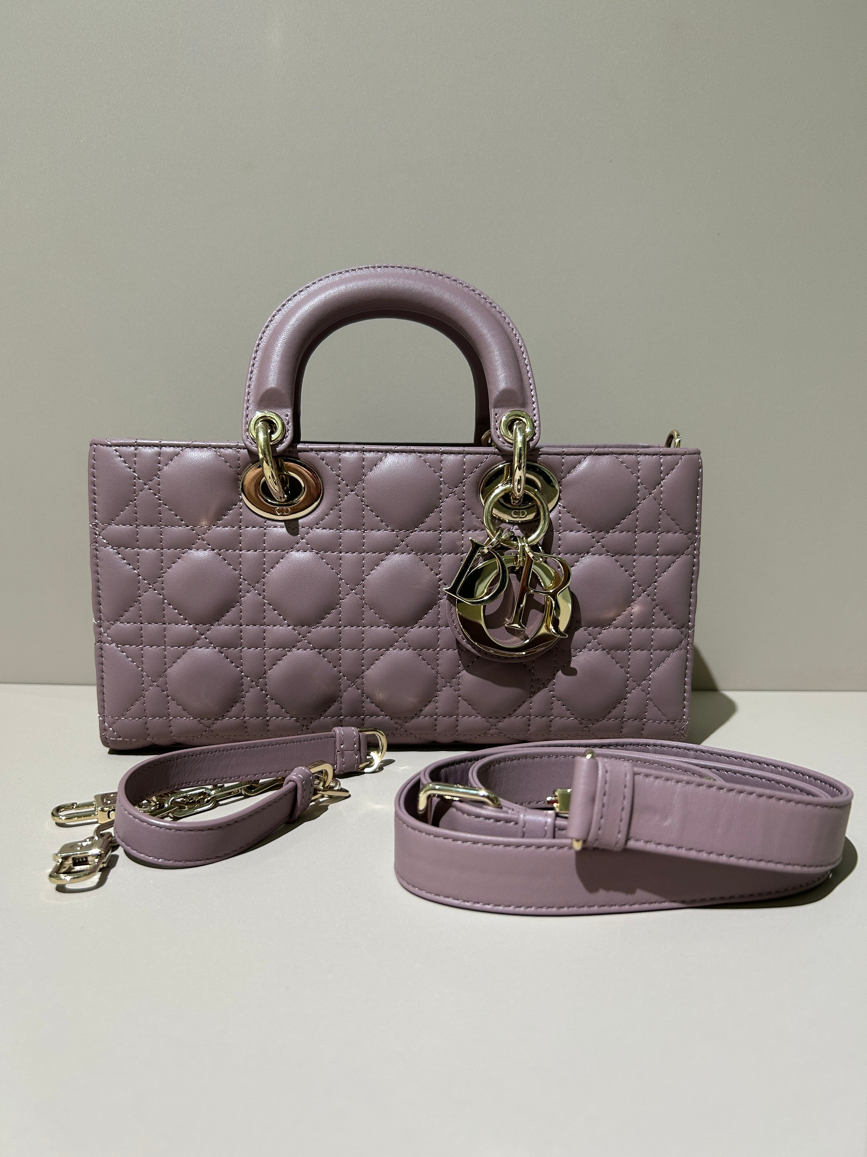 Dior Lady D-Joy Medium - Cannage Lambskin Sakura Pink Black Hardware