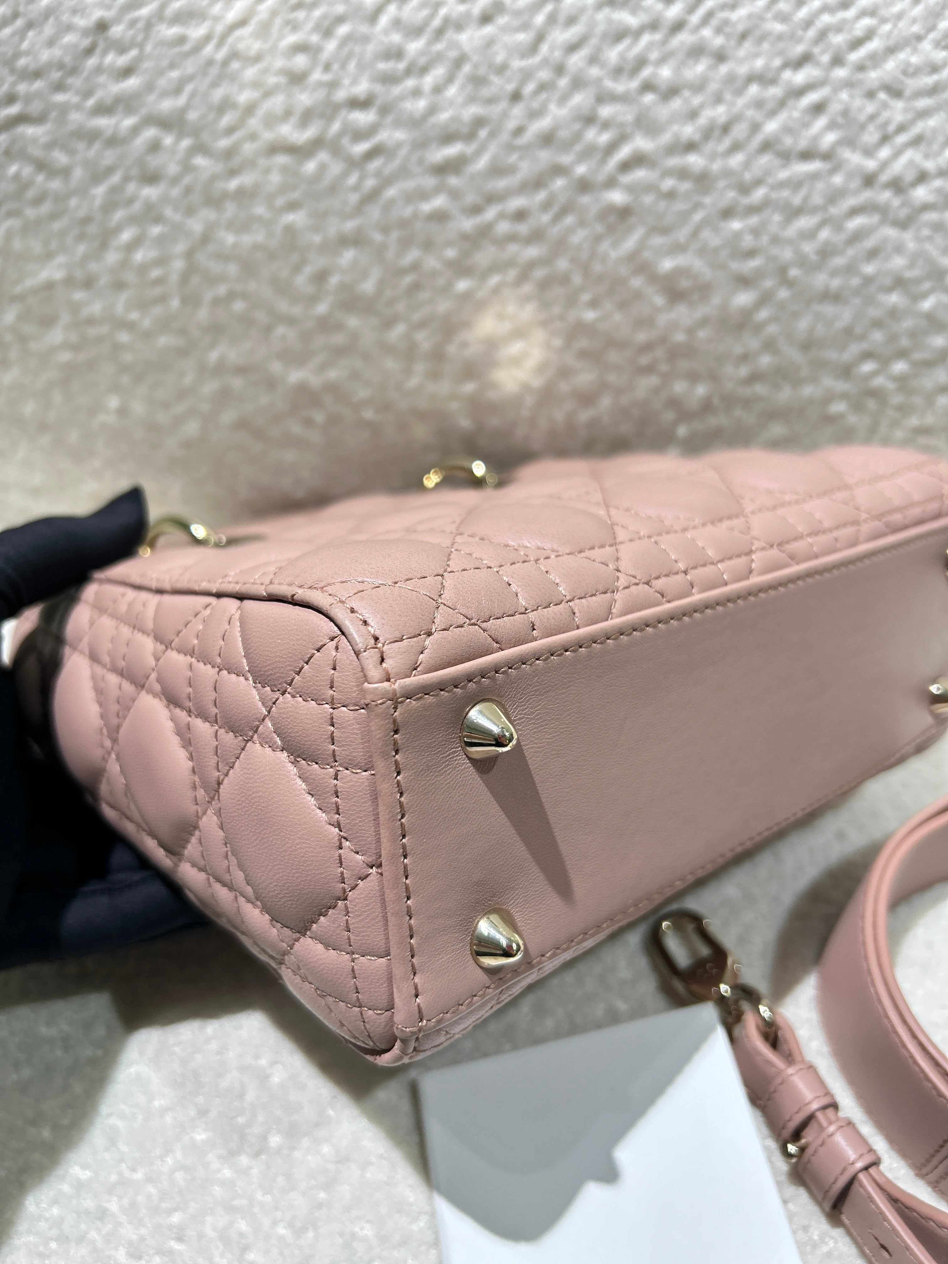 Dior Lady Small Flap - Cannage Lambskin Light Sakura Pink Gold Hardware