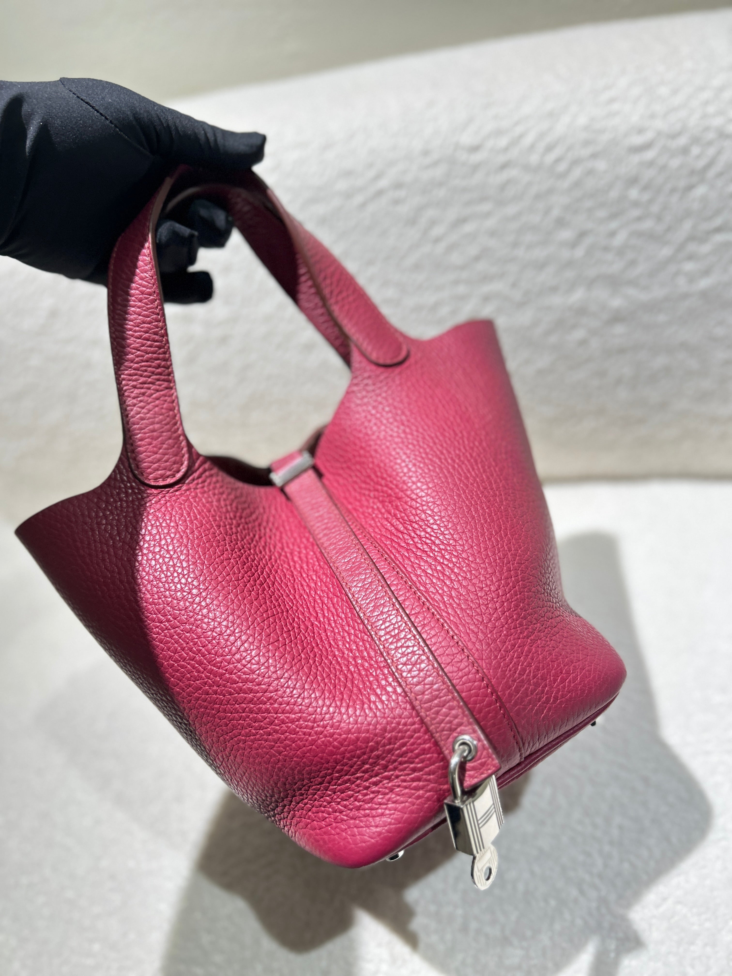 Hermes Picotin 18 - TC Clemence Leather Burgundy Silver Hardware