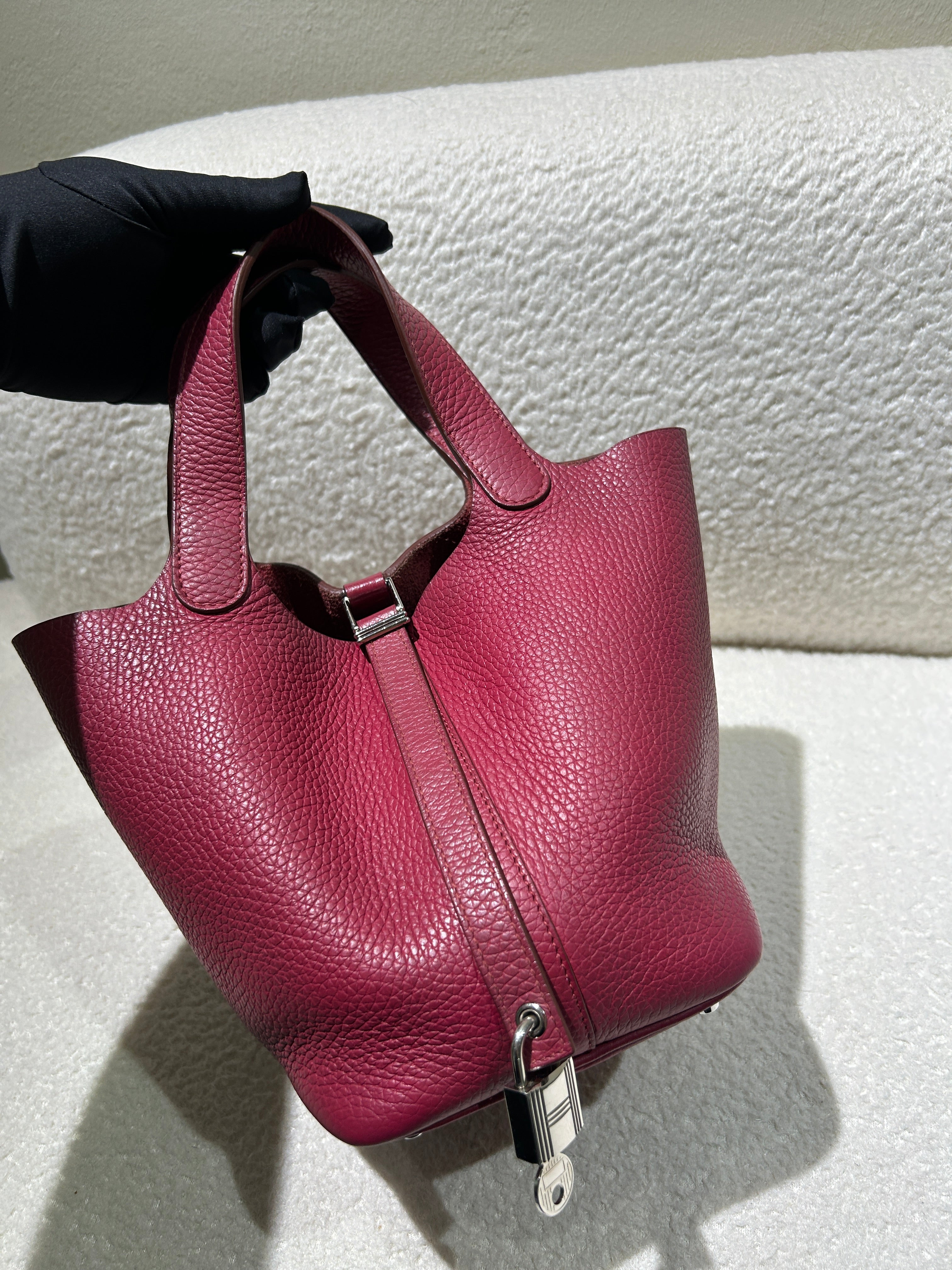 Hermes Picotin 18 - TC Clemence Leather Burgundy Silver Hardware