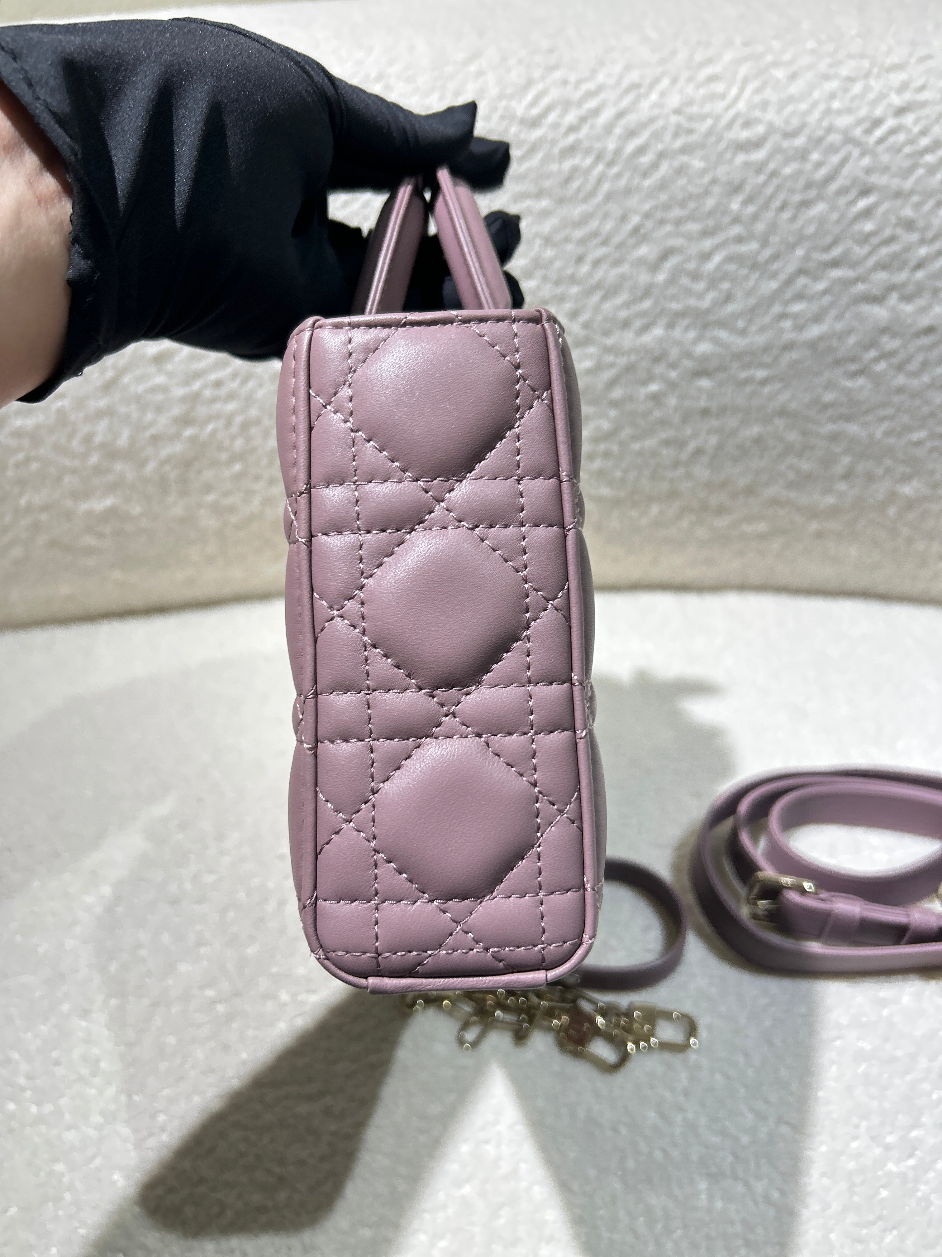Dior Lady D-Joy Medium - Cannage Lambskin Sakura Pink Black Hardware