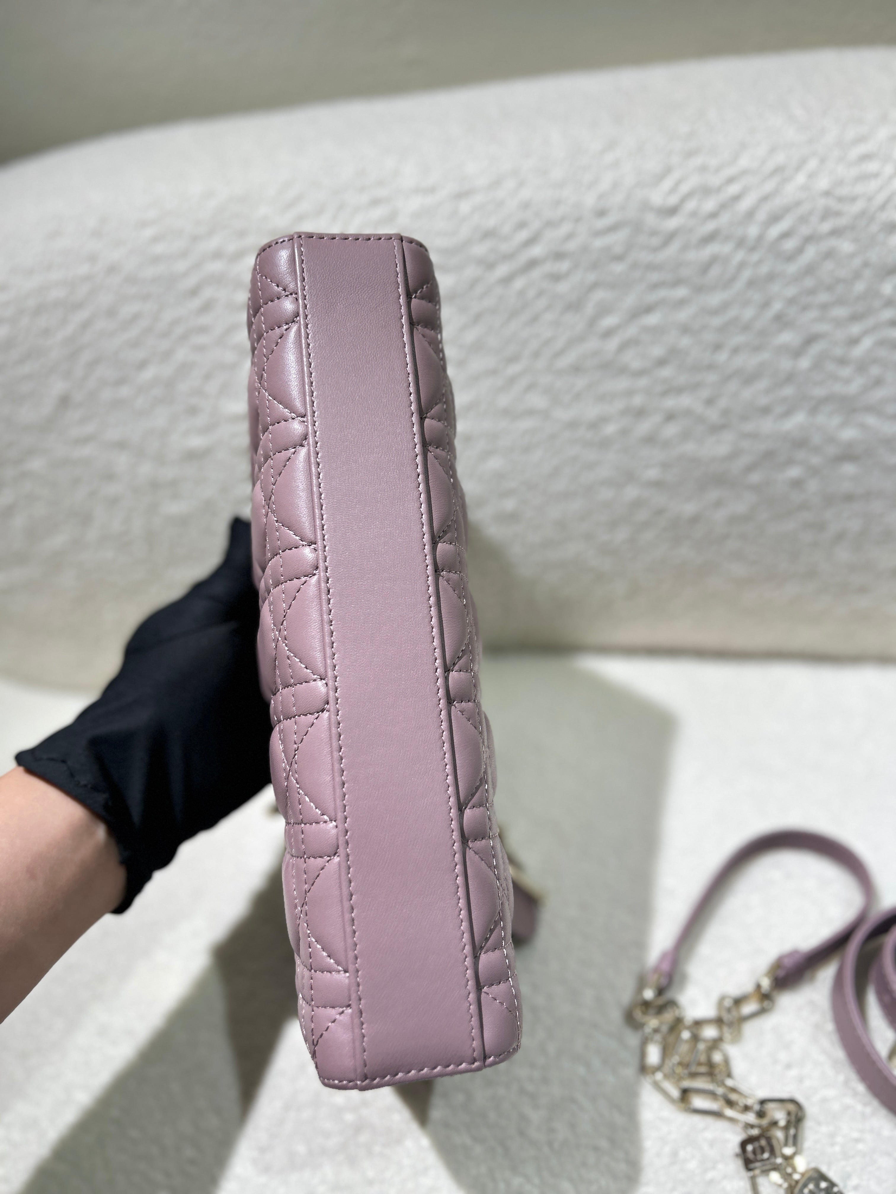 Dior Lady D-Joy Medium - Cannage Lambskin Sakura Pink Black Hardware