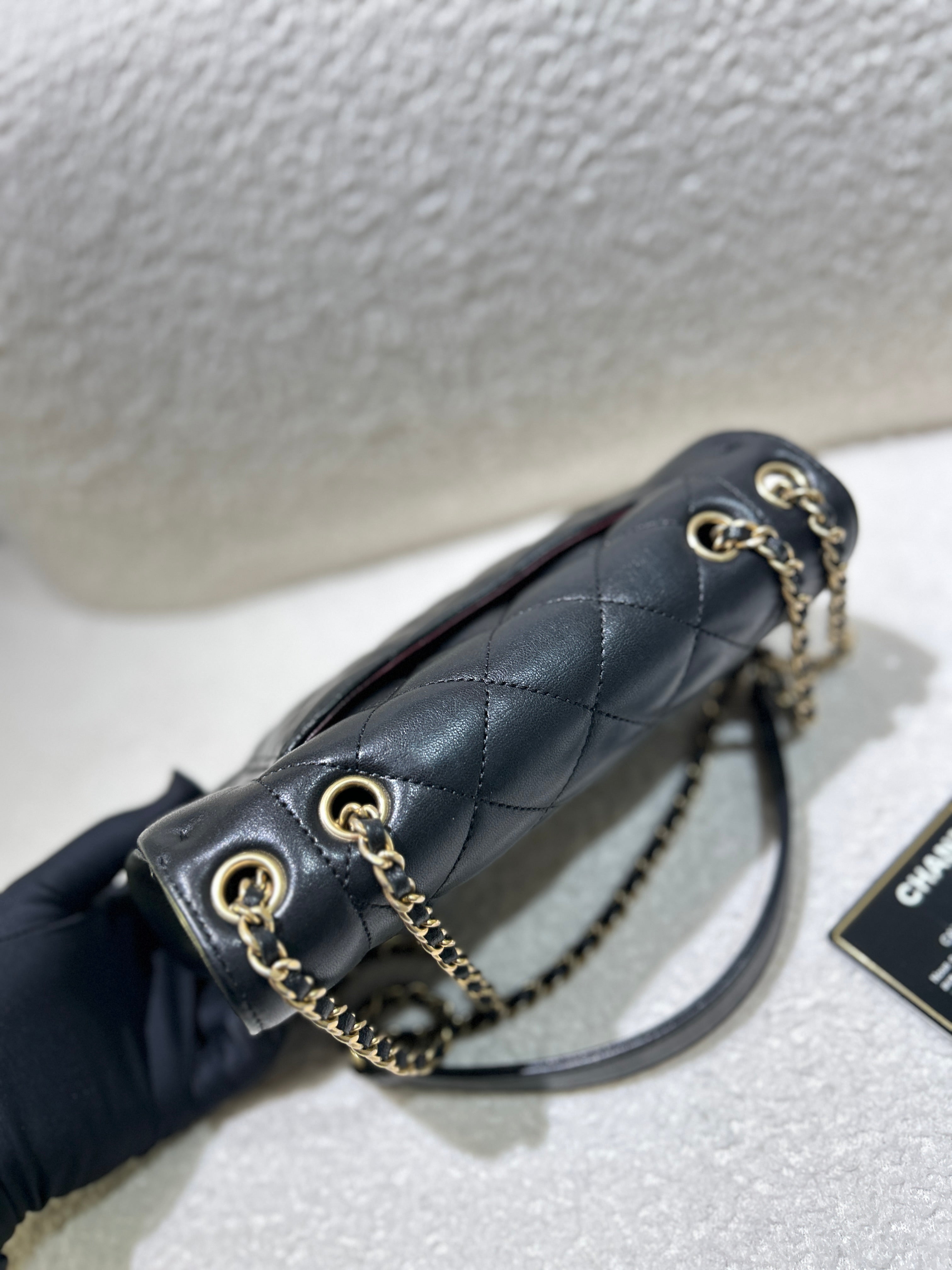 Chanel Diana Small - 23CM Quilted Lambskin Black 24K Gold Hardware Series 3