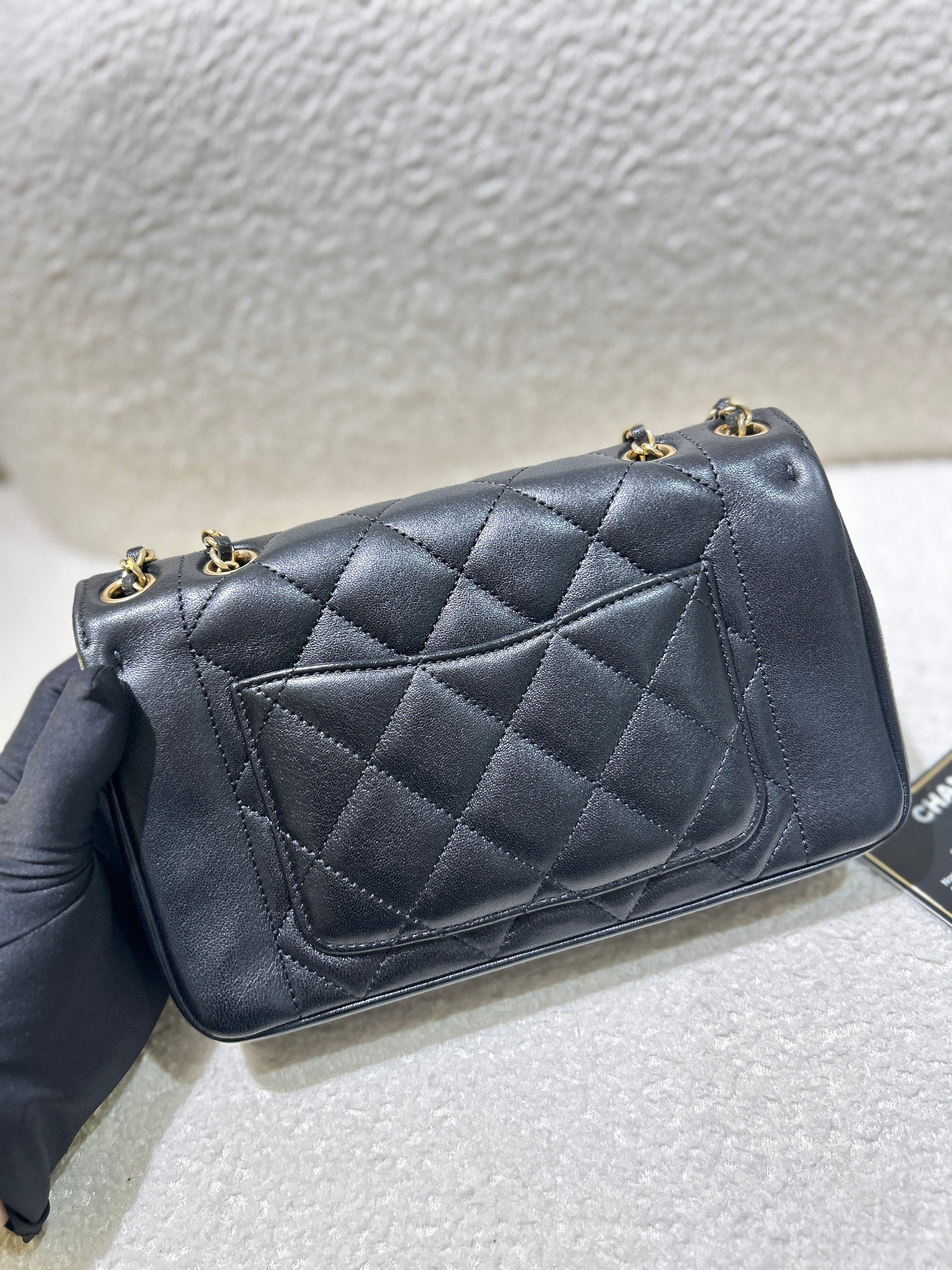 Chanel Diana Small - 23CM Quilted Lambskin Black 24K Gold Hardware Series 3