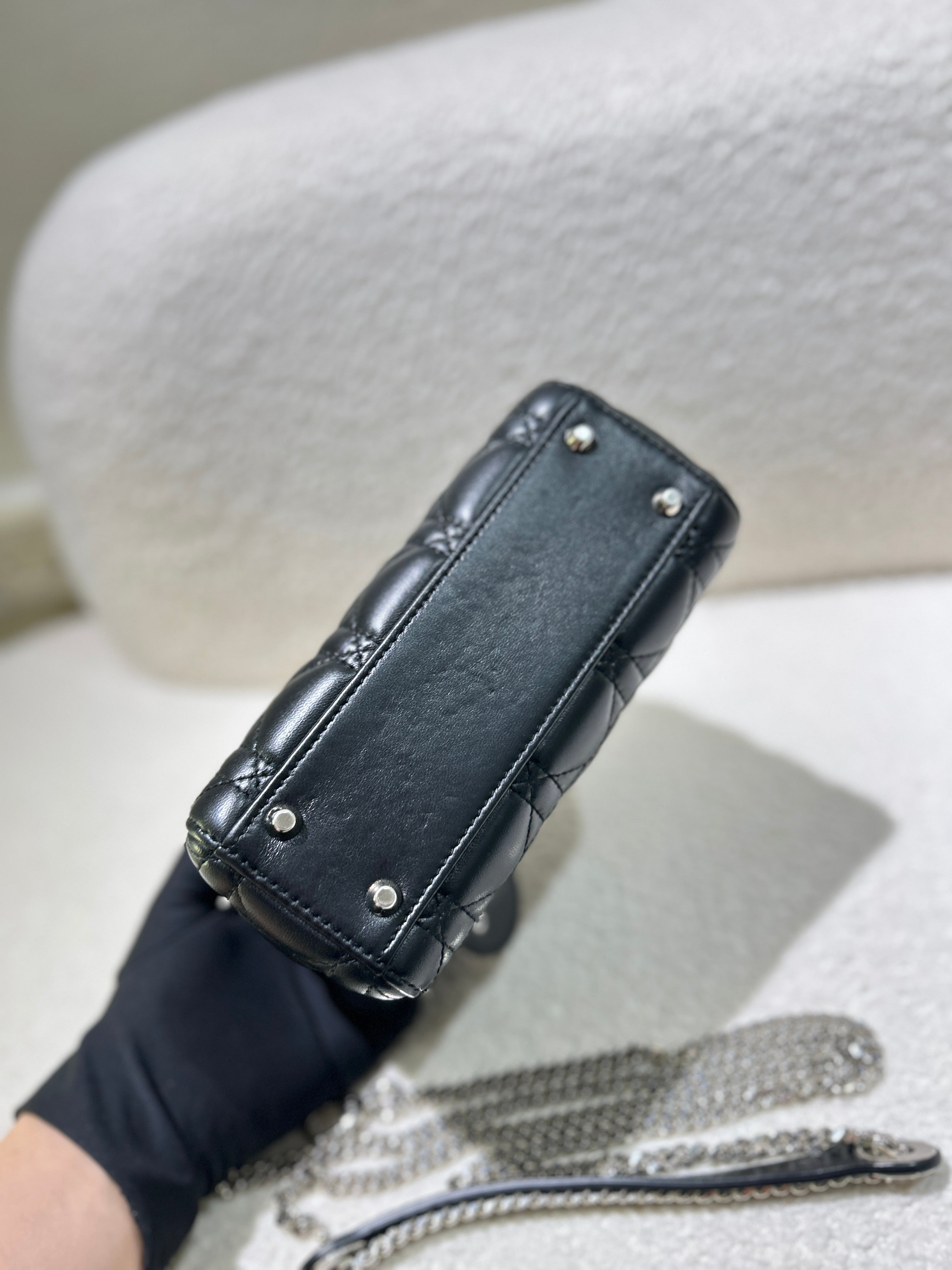Dior Lady Mini - Cannage Lambskin Black Gold Hardware Adjustable Strap