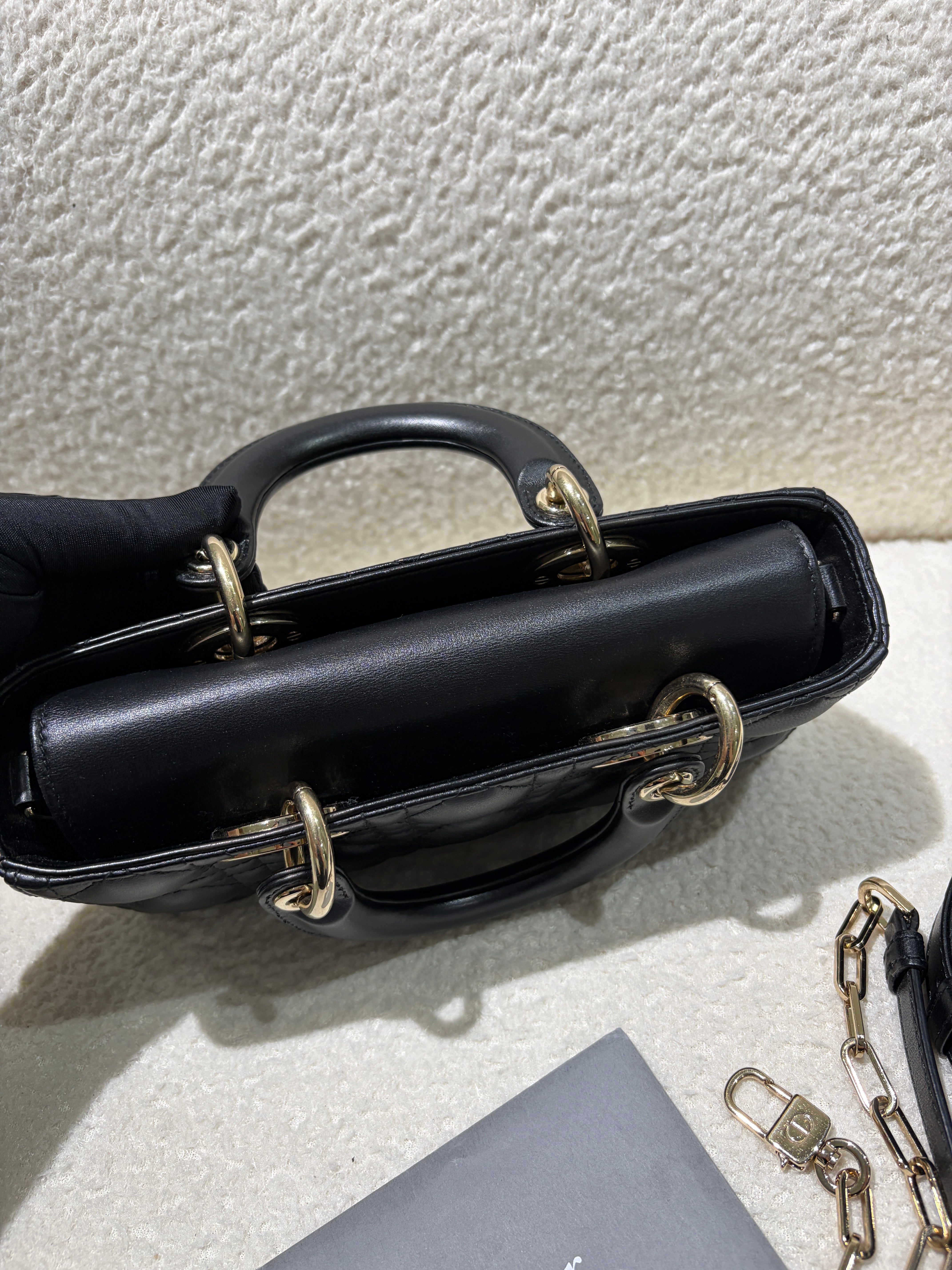 Dior D-Joy Medium - Cannage Lambskin Black Gold Hardware