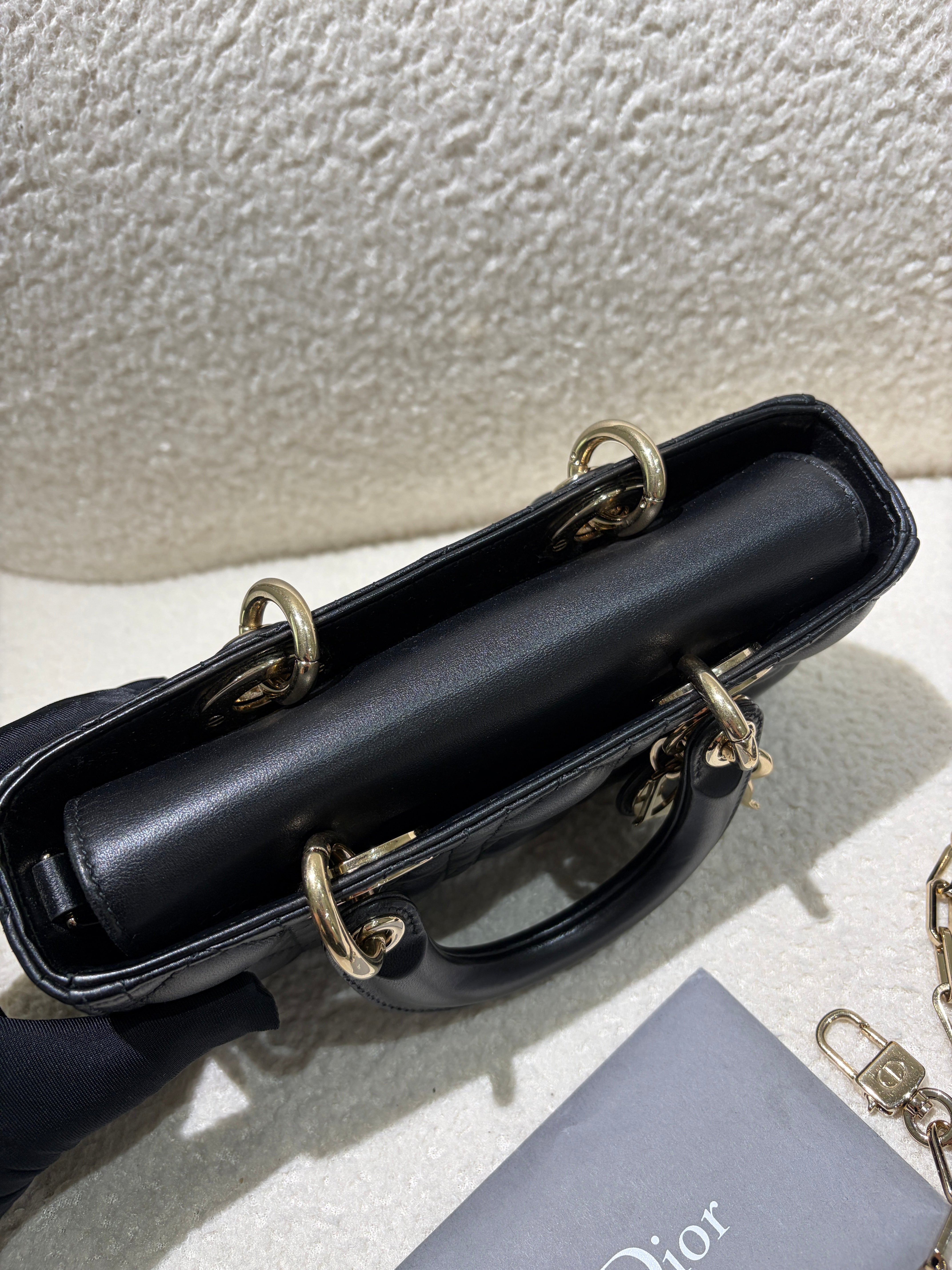 Dior D-Joy Medium - Cannage Lambskin Black Gold Hardware
