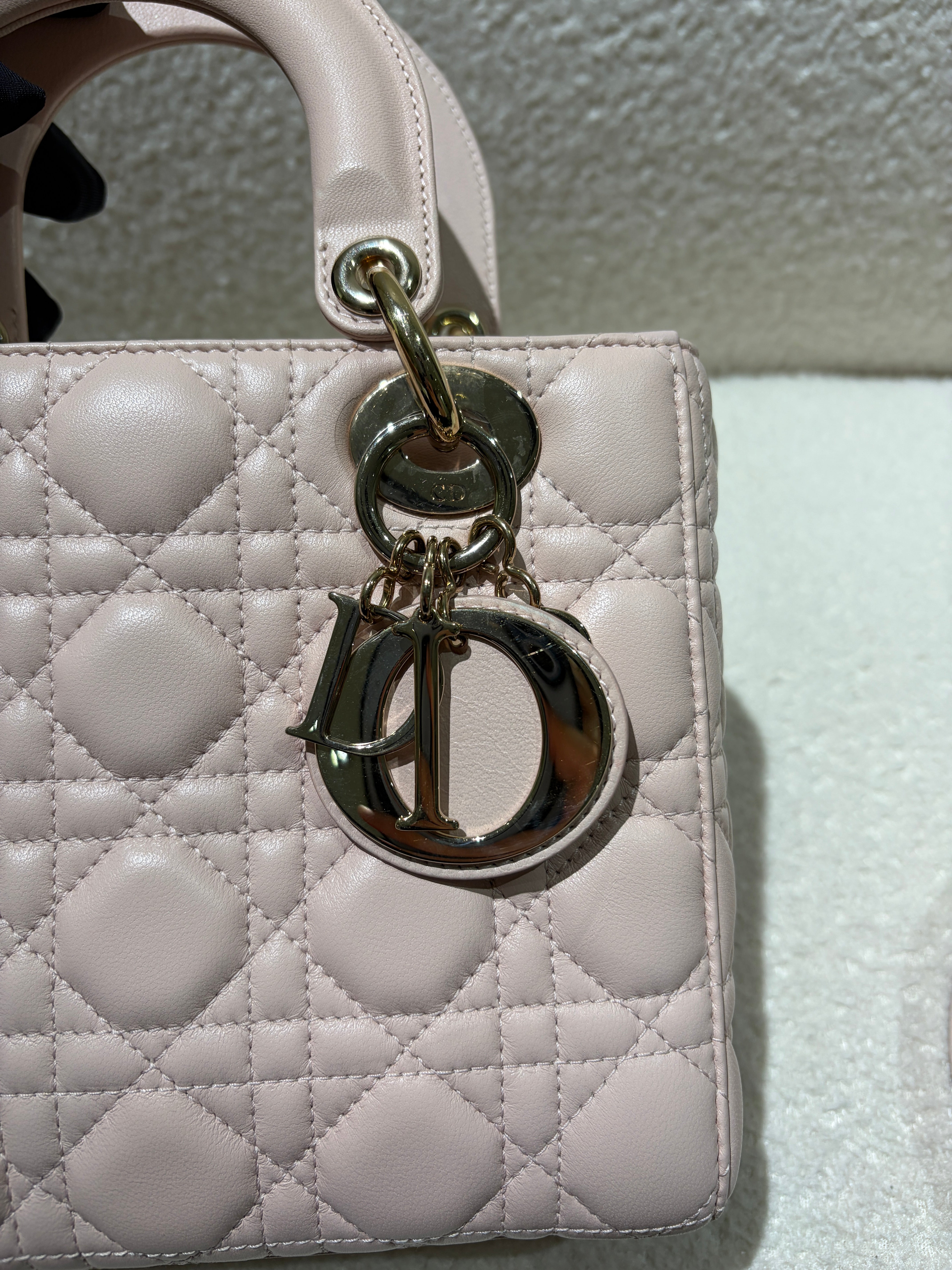 Dior Lady Small Flap - Cannage Lambskin Light Sakura Pink Gold Hardware