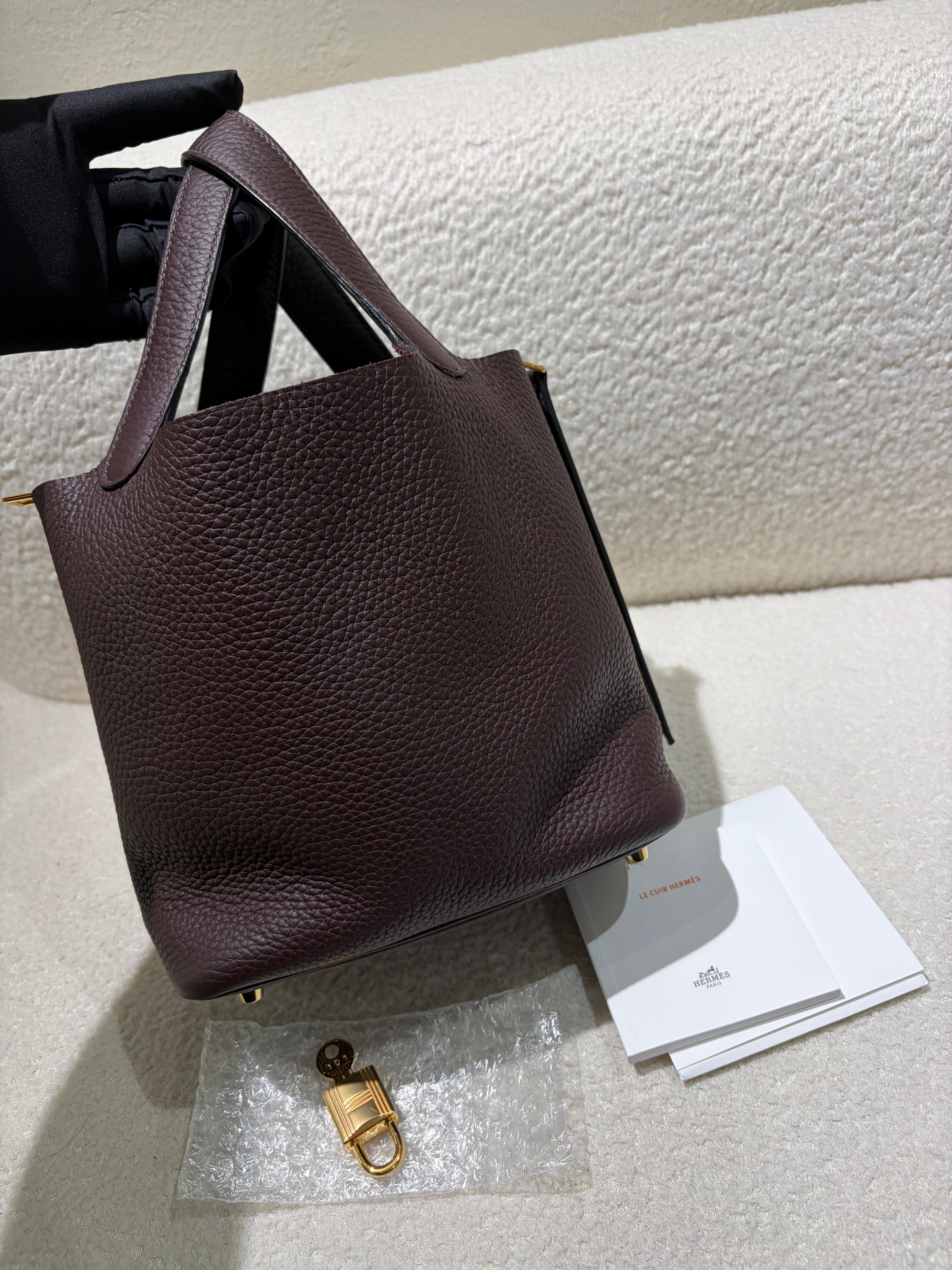 Hermes Picotin 18 - TC Clemence Leather Palladium Silver Hardware Stamp Square P