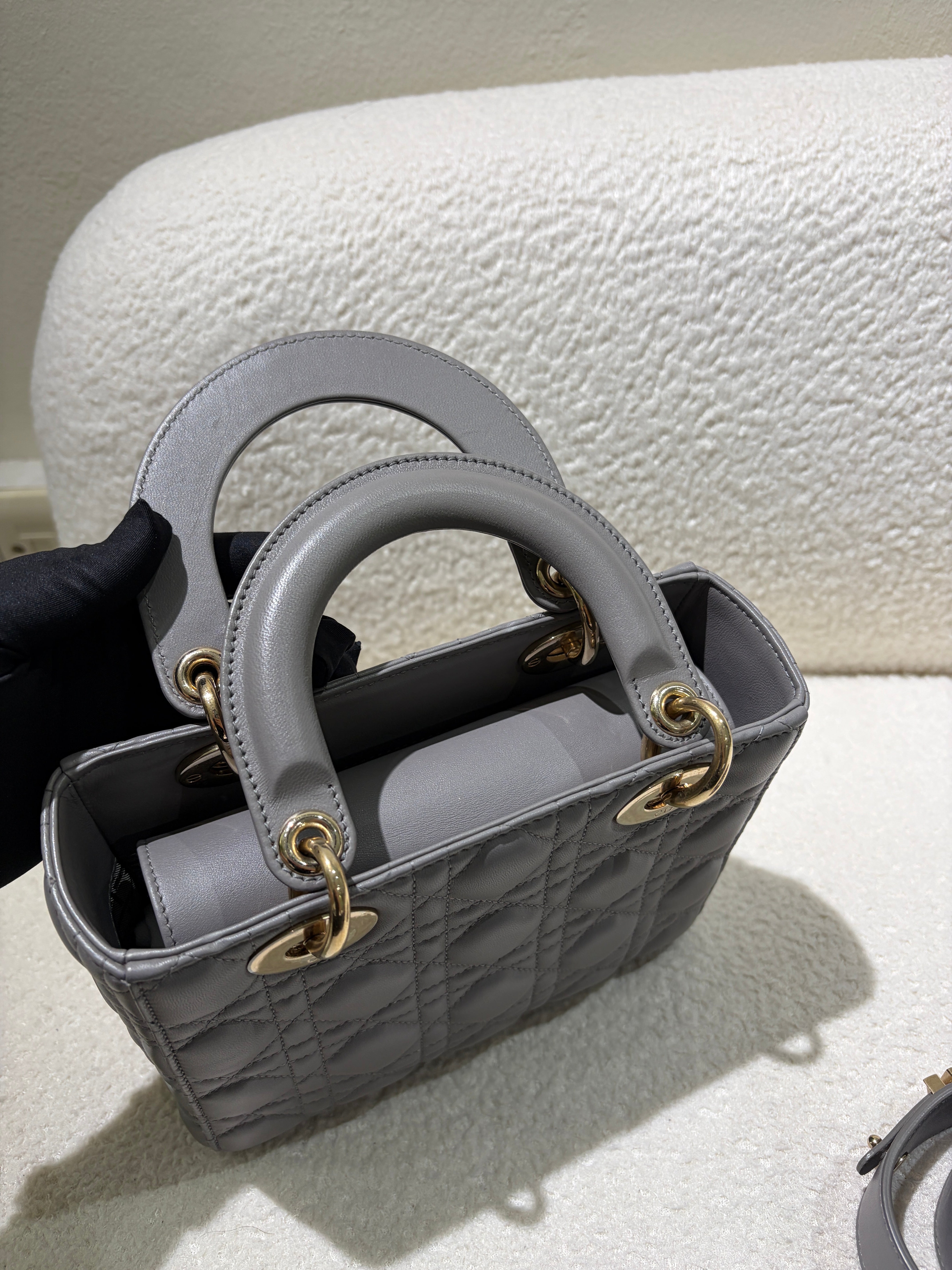 Dior Lady Medium Flap - Cannage Metallic Gold Gold Hardware