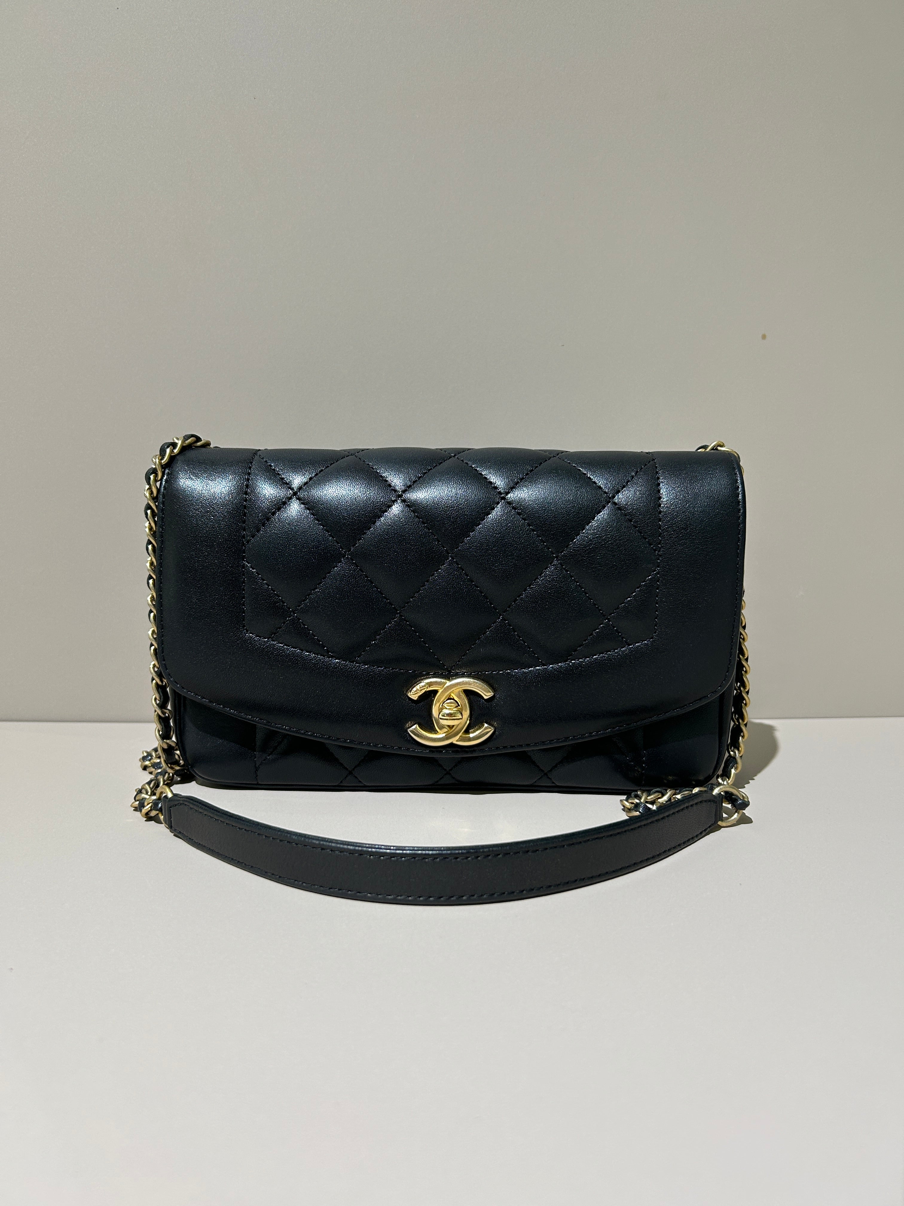 Diana Medium Vintage - 25CM Quilted Lambskin Black
Gold Hardware Series 2