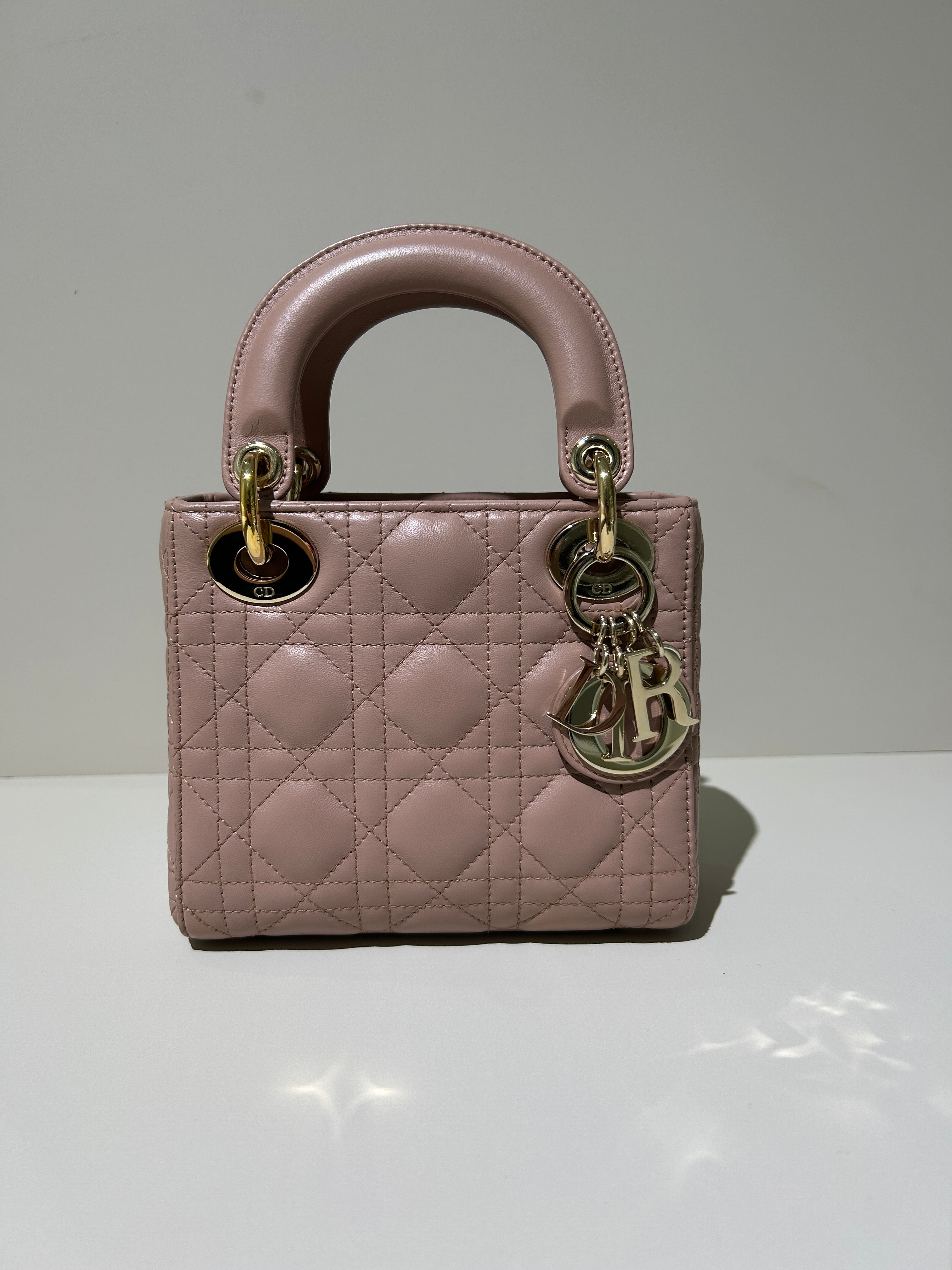 Dior Lady Mini - Cannage Grained Calfskin Blush Gold Hardware