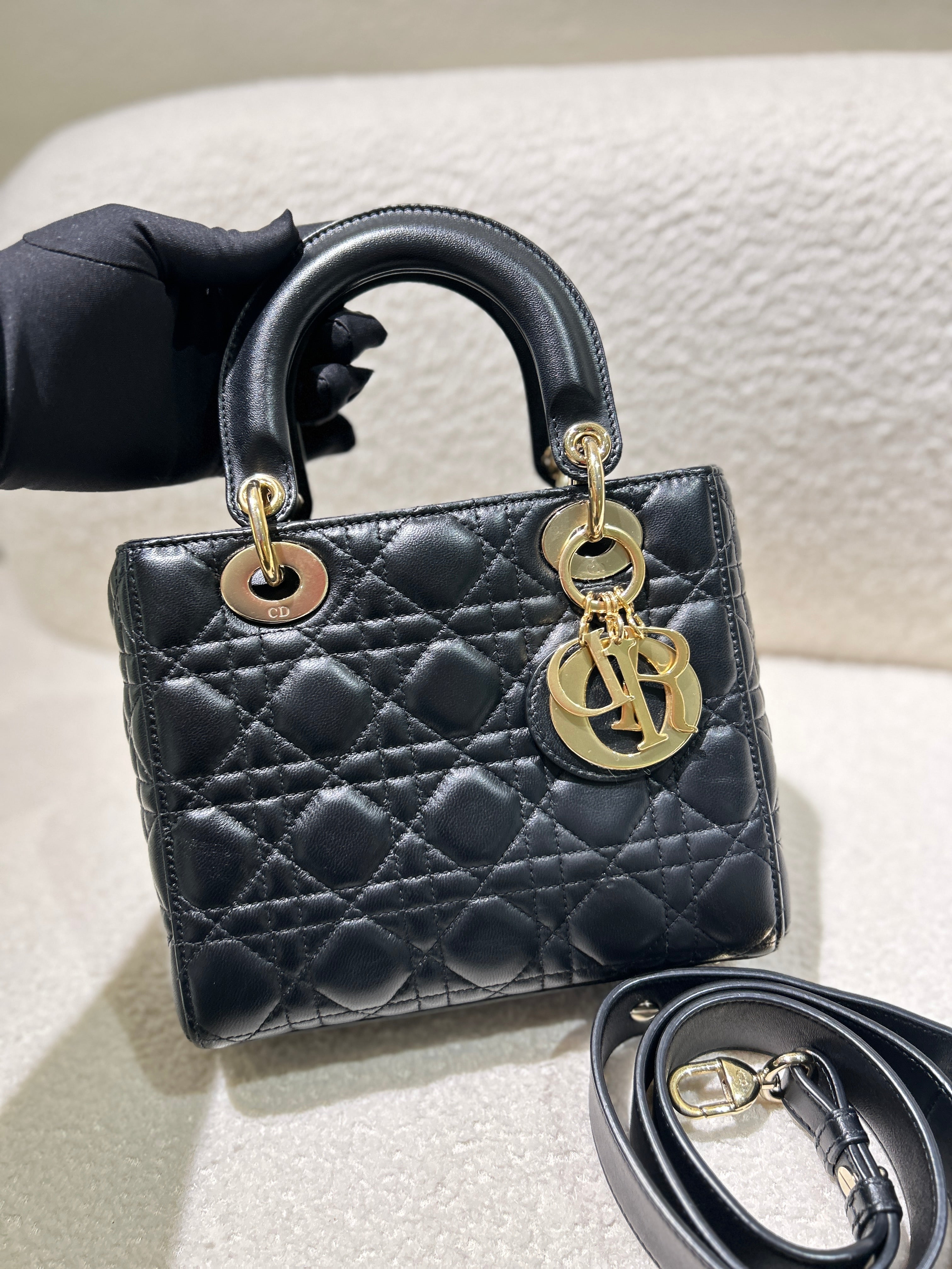 Dior Lady Small Flap - Cannage Lambskin Black Silver Hardware