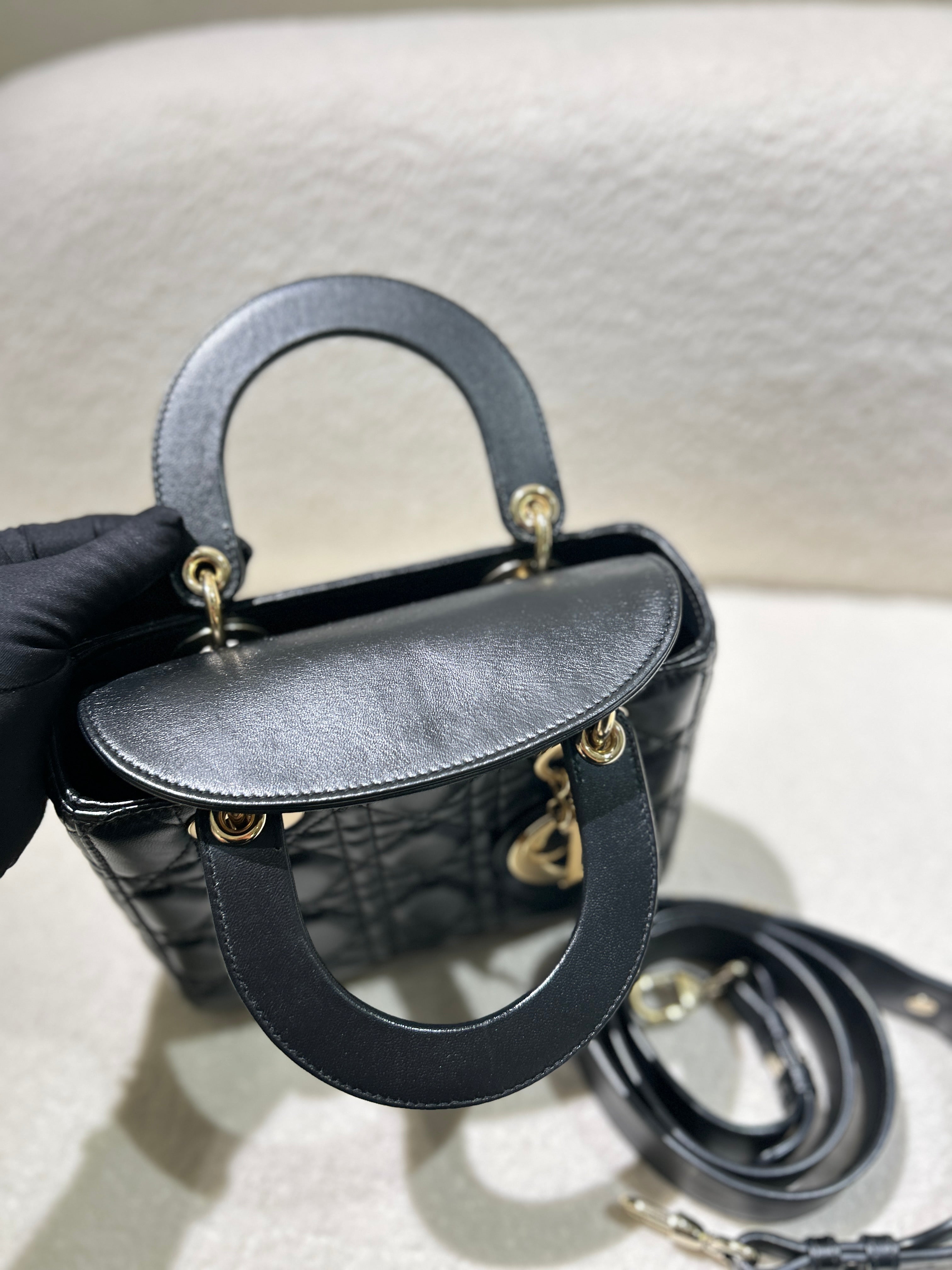 Dior Lady Small Flap - Cannage Lambskin Black Silver Hardware