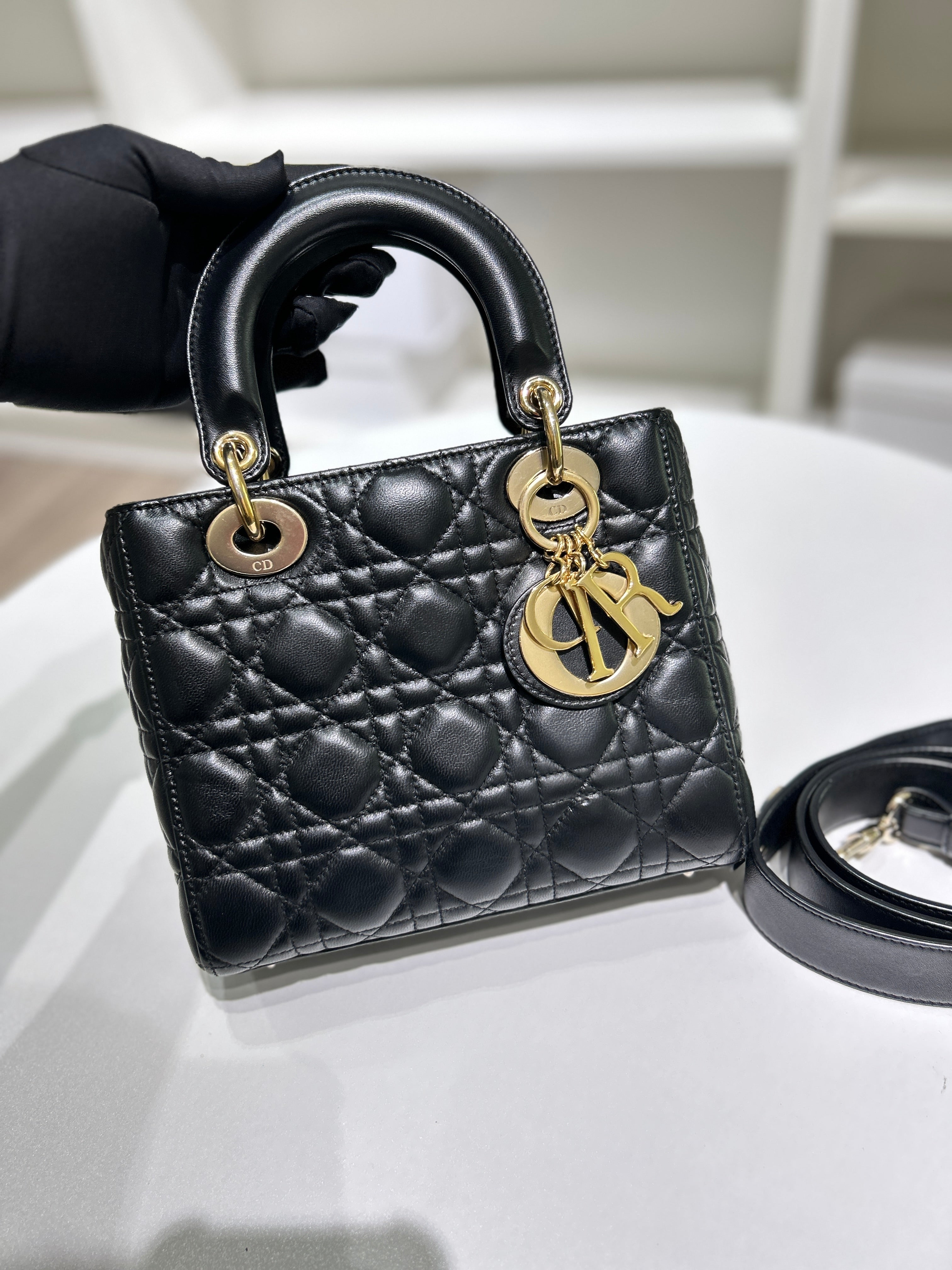 Dior Lady Small Flap - Cannage Lambskin Black Silver Hardware