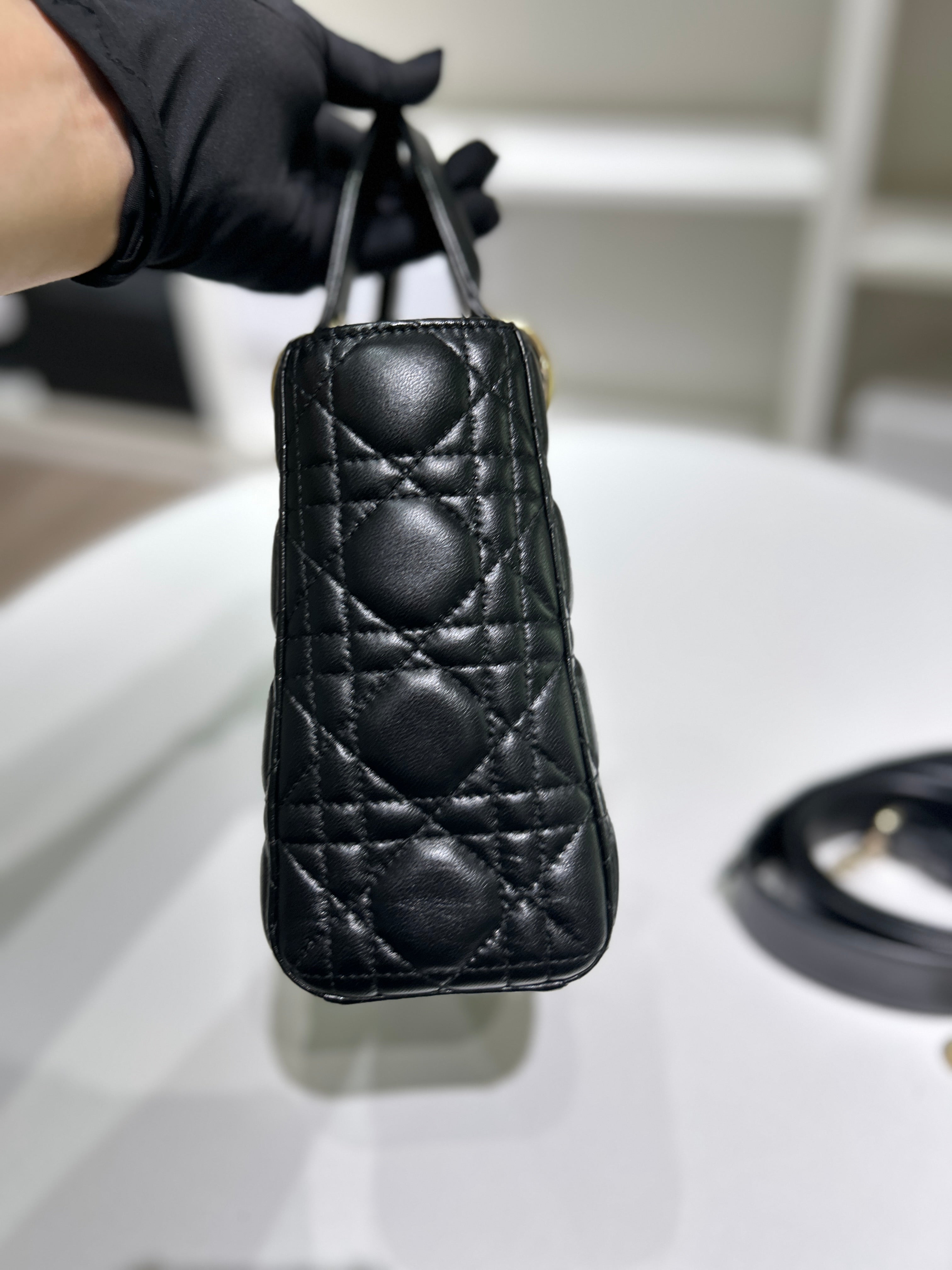 Dior Lady Small Flap - Cannage Lambskin Black Silver Hardware