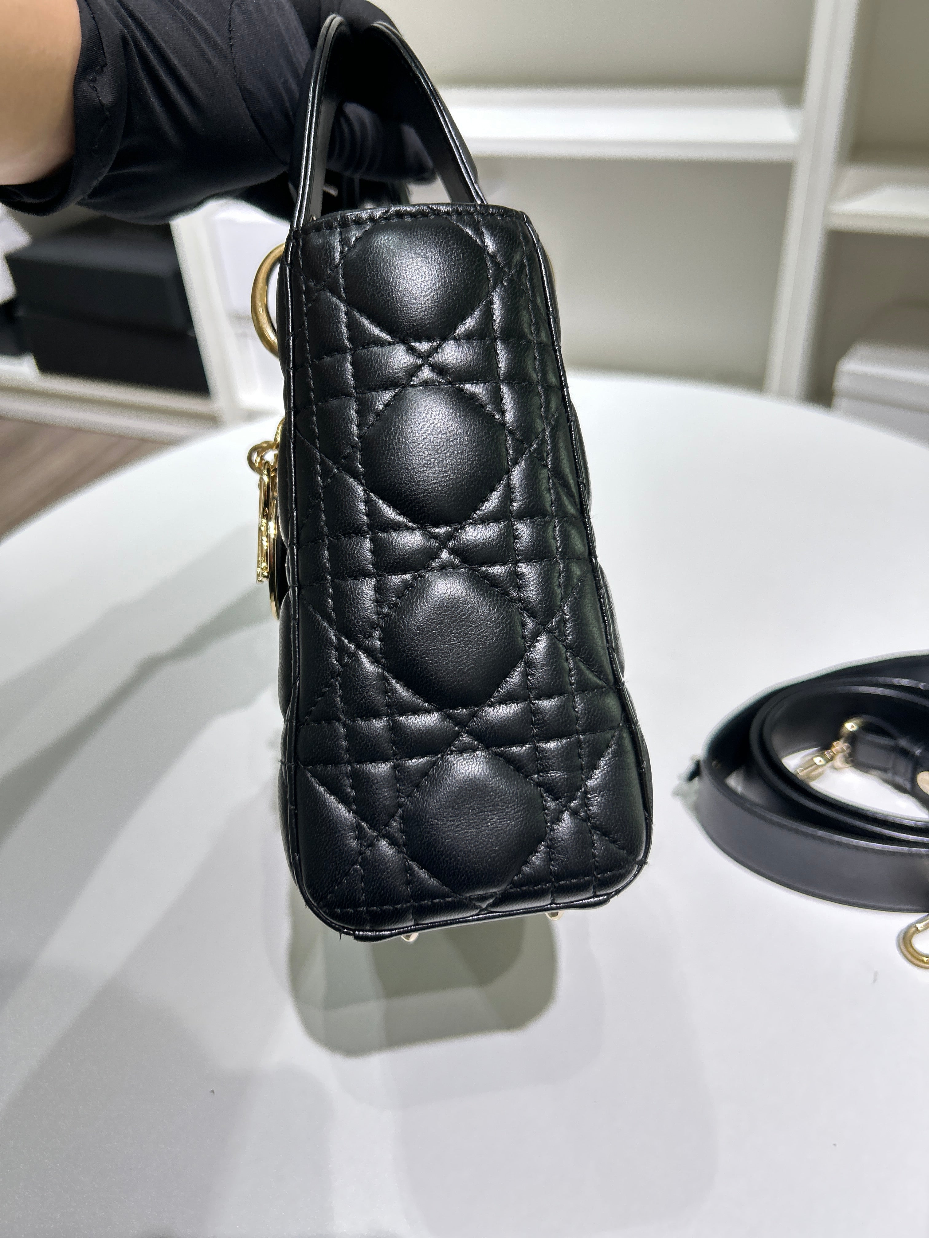 Dior Lady Small Flap - Cannage Lambskin Black Silver Hardware
