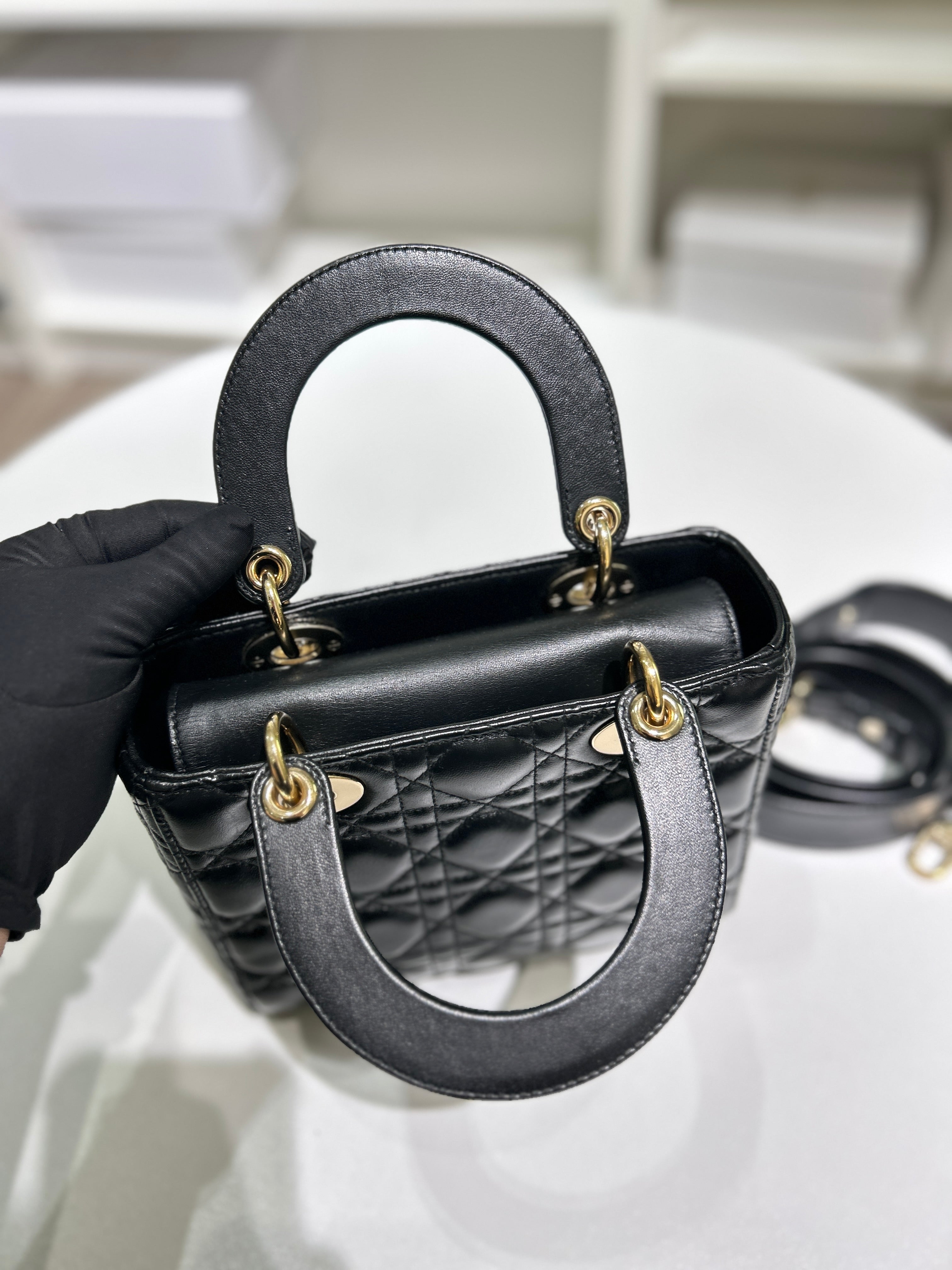 Dior Lady Small Flap - Cannage Lambskin Black Silver Hardware