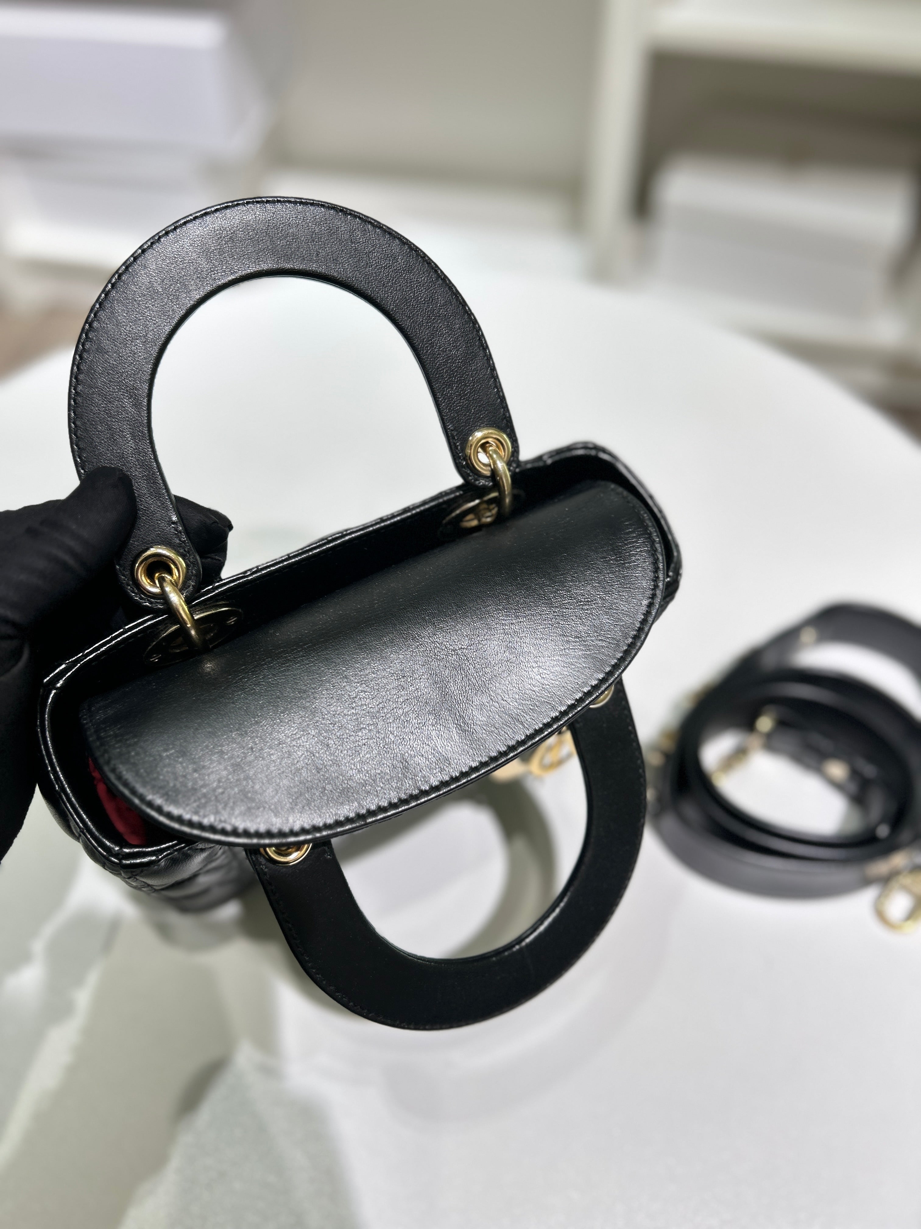 Dior Lady Small Flap - Cannage Lambskin Black Silver Hardware