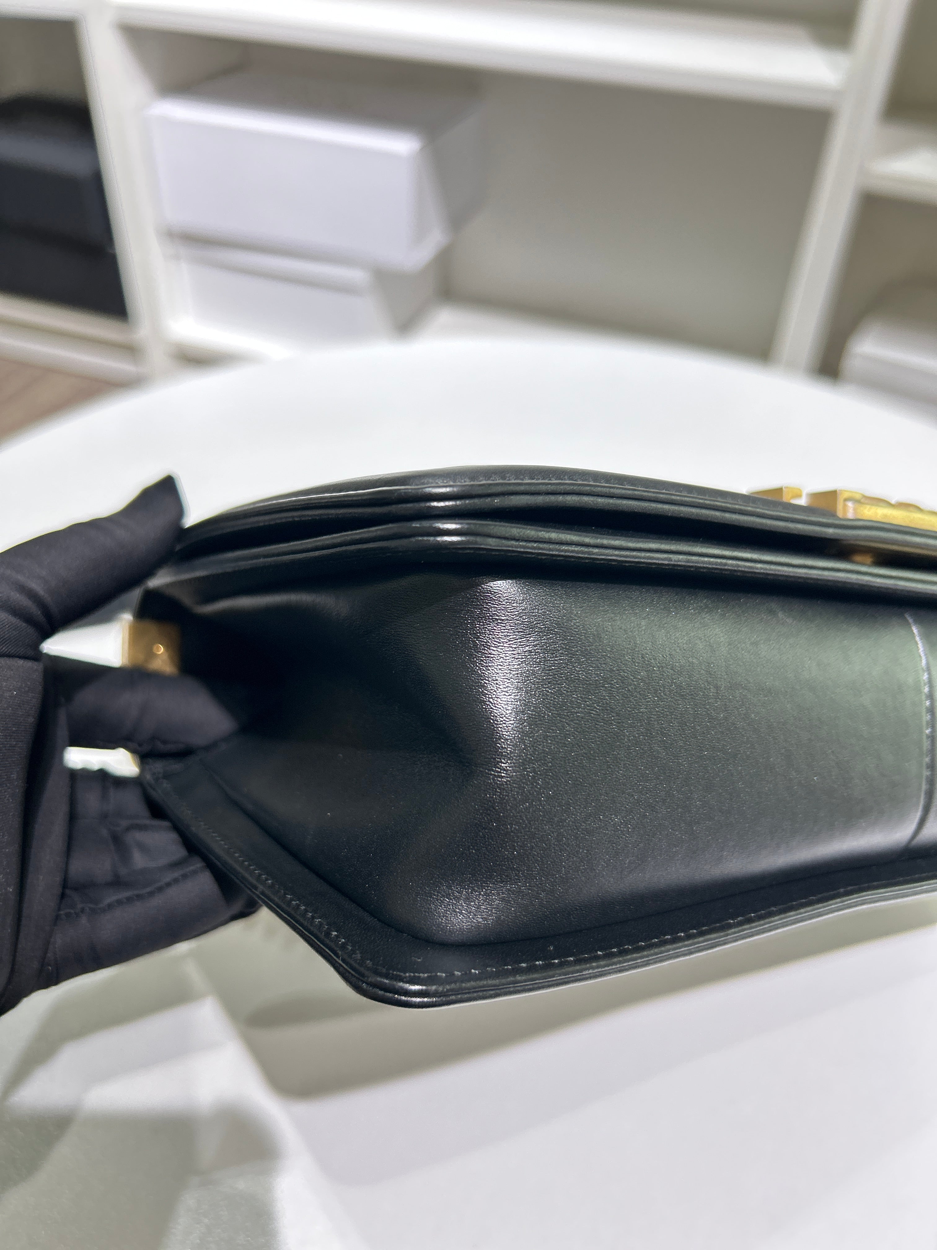 Chanel Boy Medium - Caviar 28CM New Medium Quilted Black Gold Hardware Series 19
