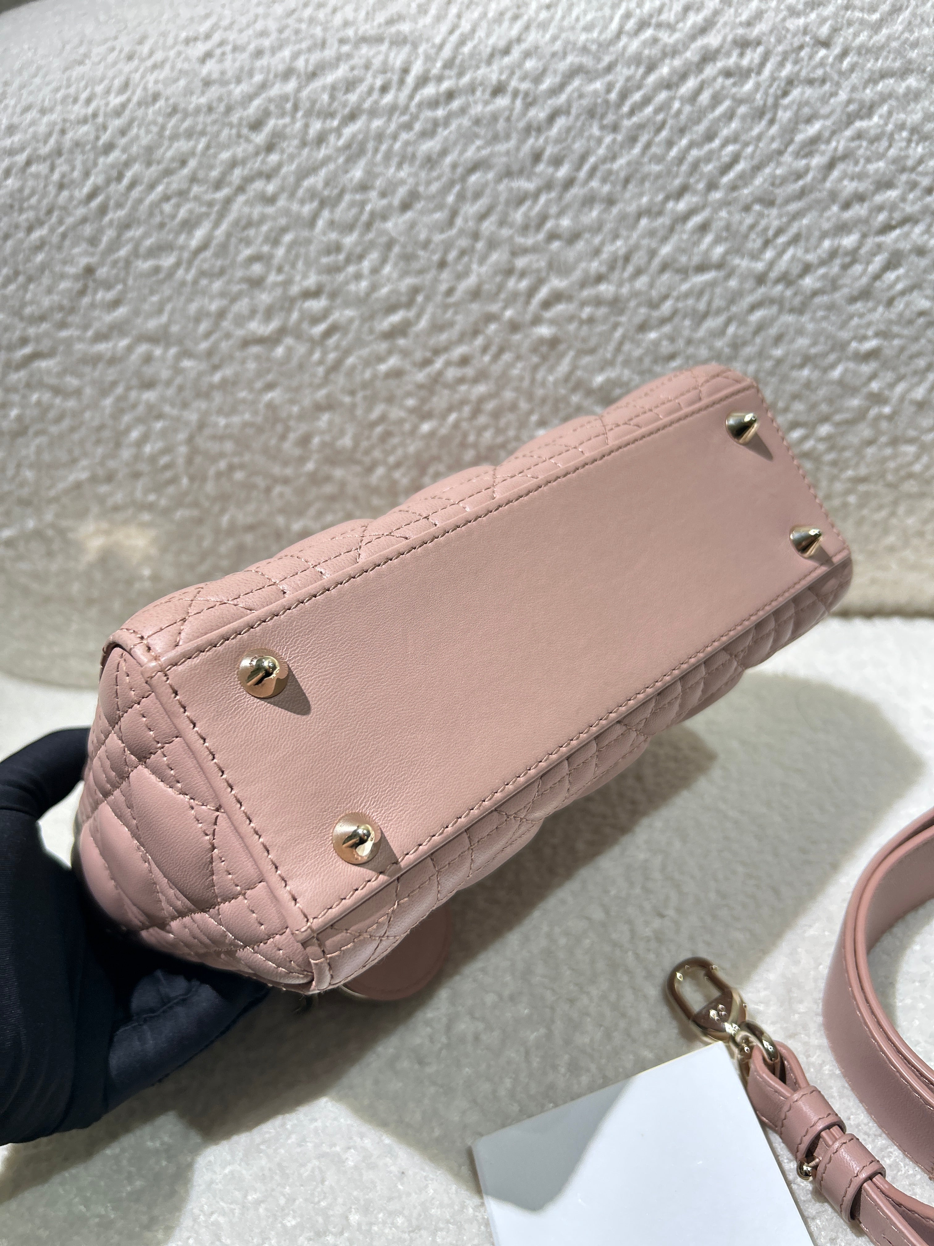 Dior Lady Small Flap - Cannage Lambskin Light Sakura Pink Gold Hardware