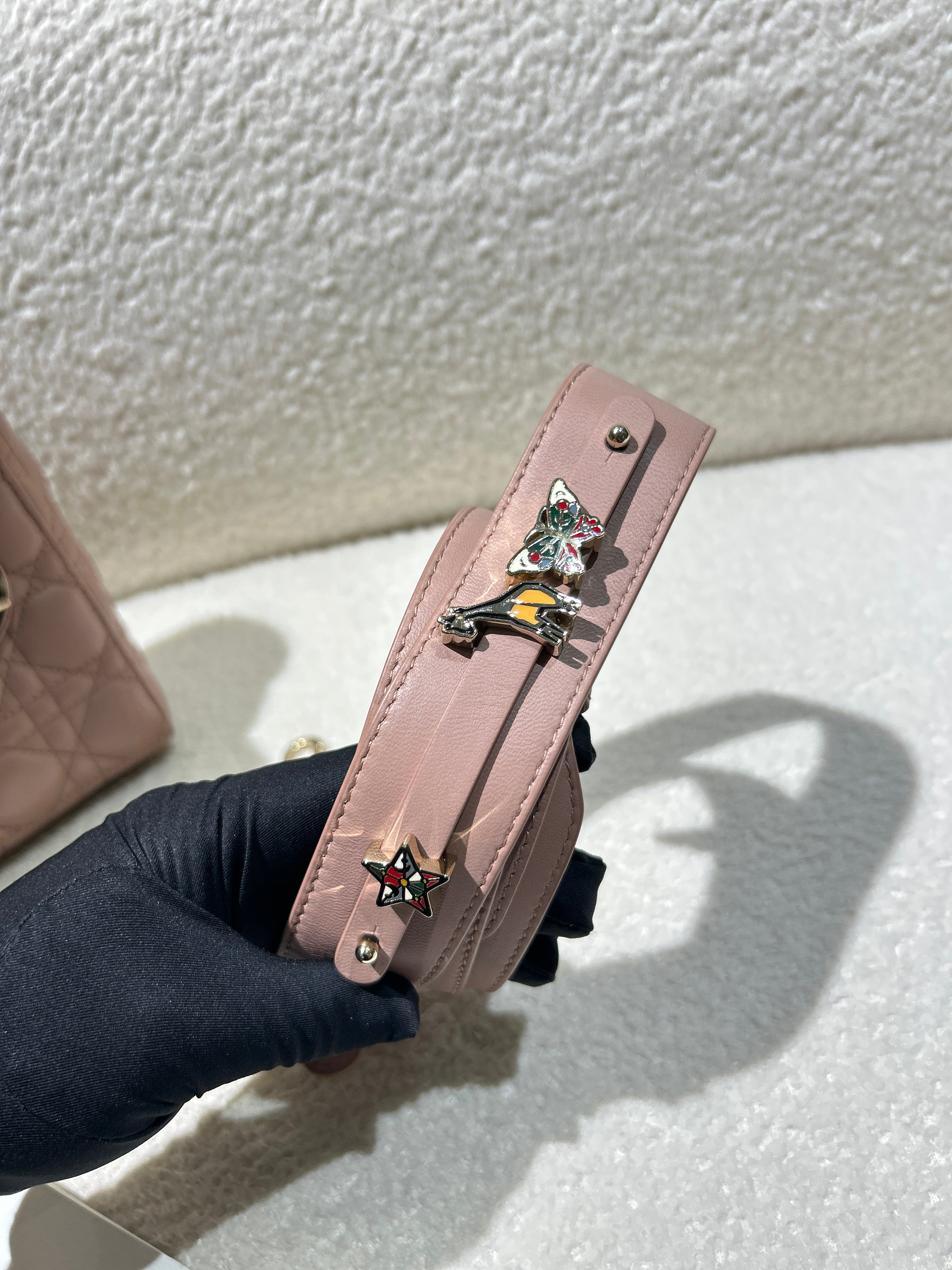 Dior Lady Small Flap - Cannage Lambskin Light Sakura Pink Gold Hardware