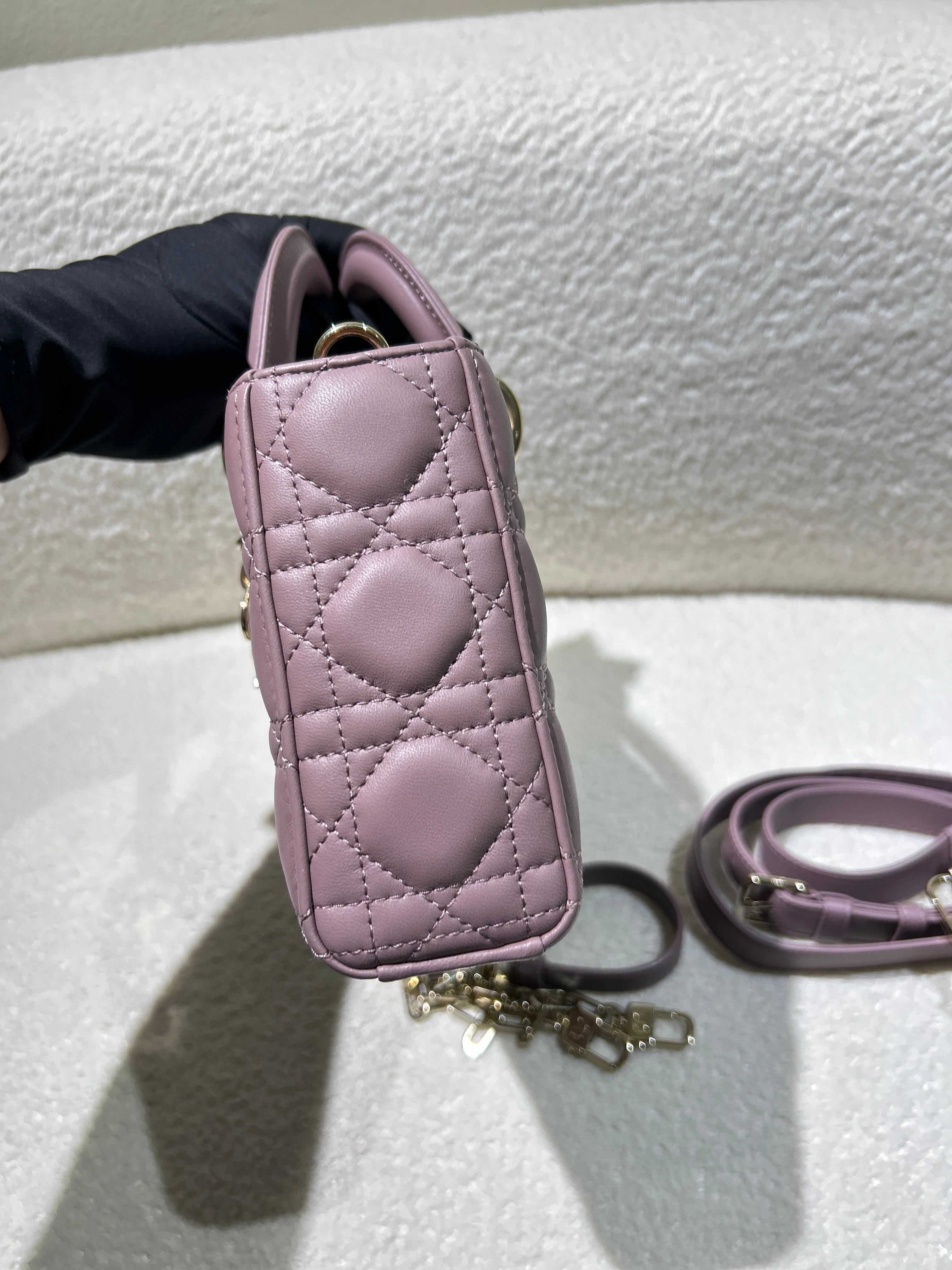 Dior Lady D-Joy Medium - Cannage Lambskin Sakura Pink Black Hardware