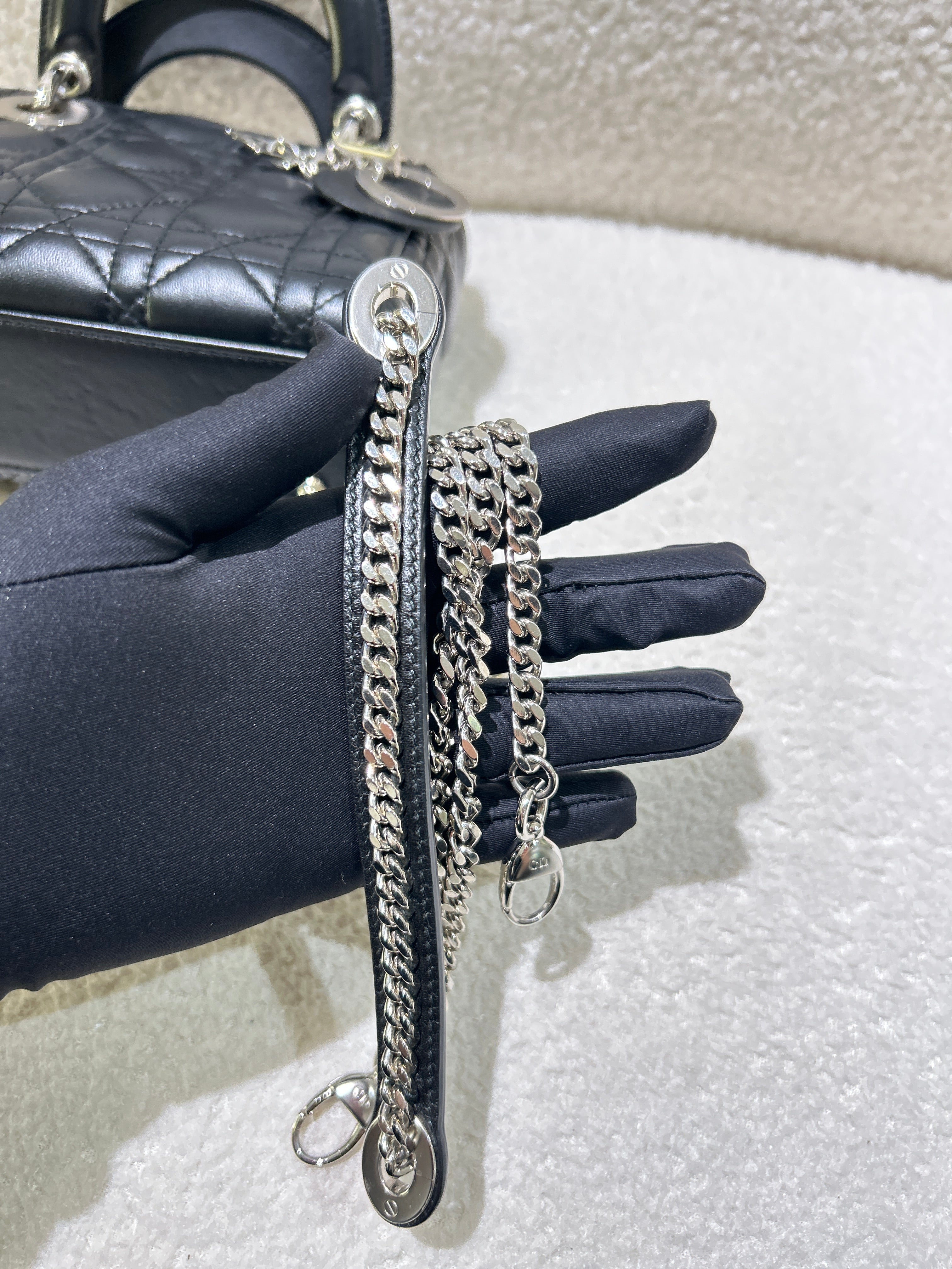 Dior Lady Mini - Cannage Lambskin Black Gold Hardware Adjustable Strap