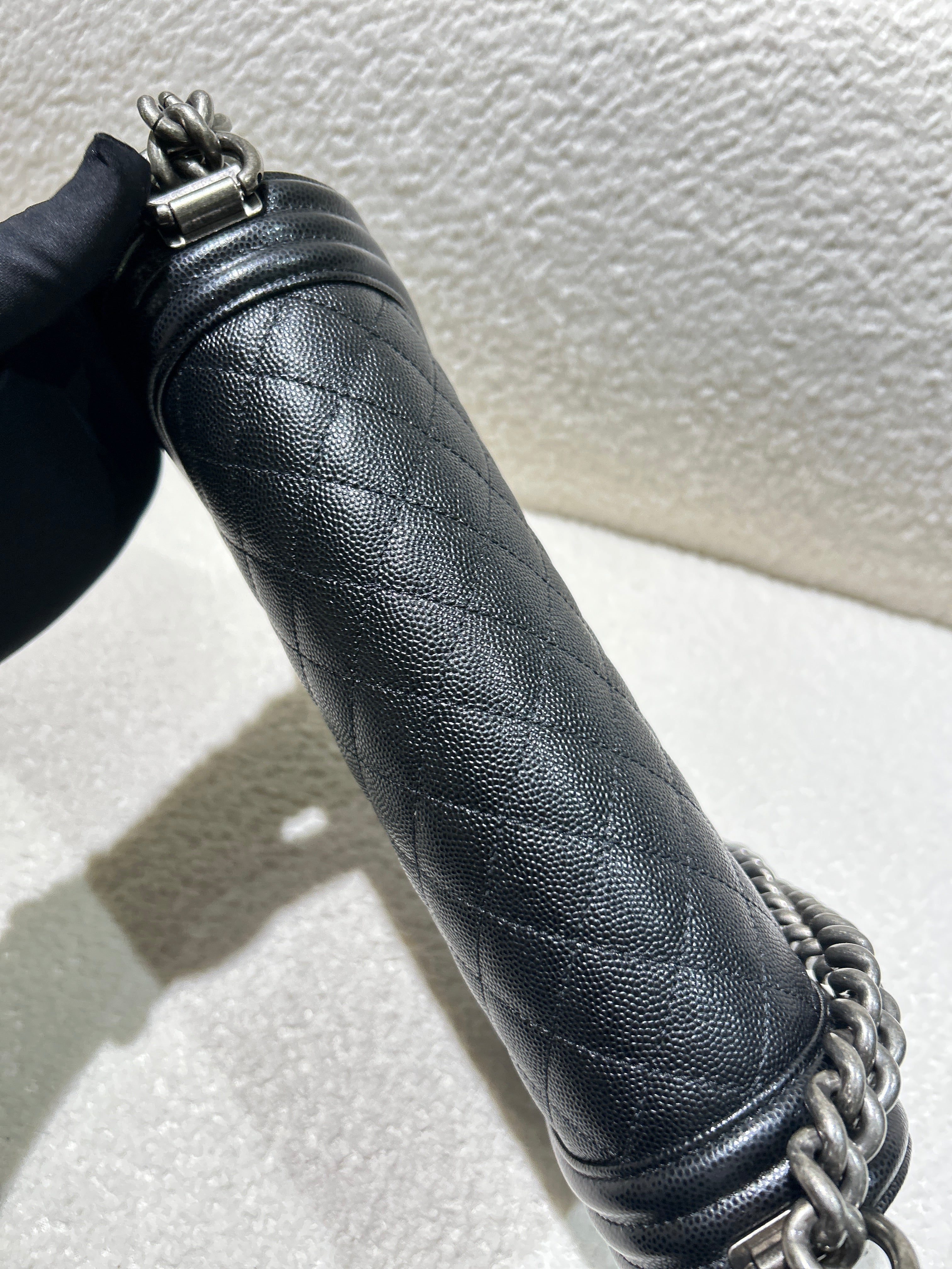 Chanel Boy Medium - Caviar 28CM New Medium Quilted Black Gold Hardware Series 19
