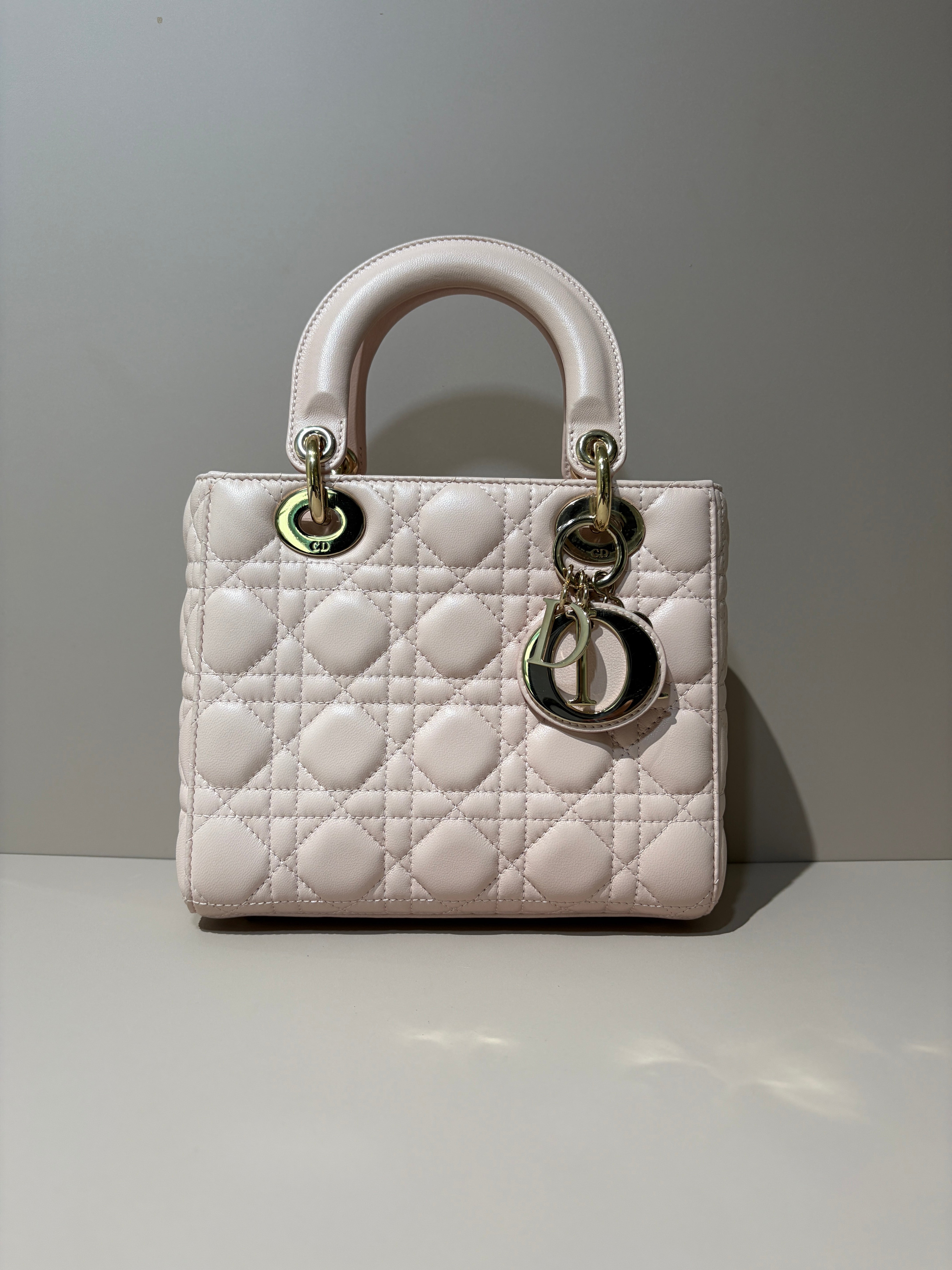 Dior Lady Small Flap - Cannage Lambskin Light Sakura Pink Gold Hardware
