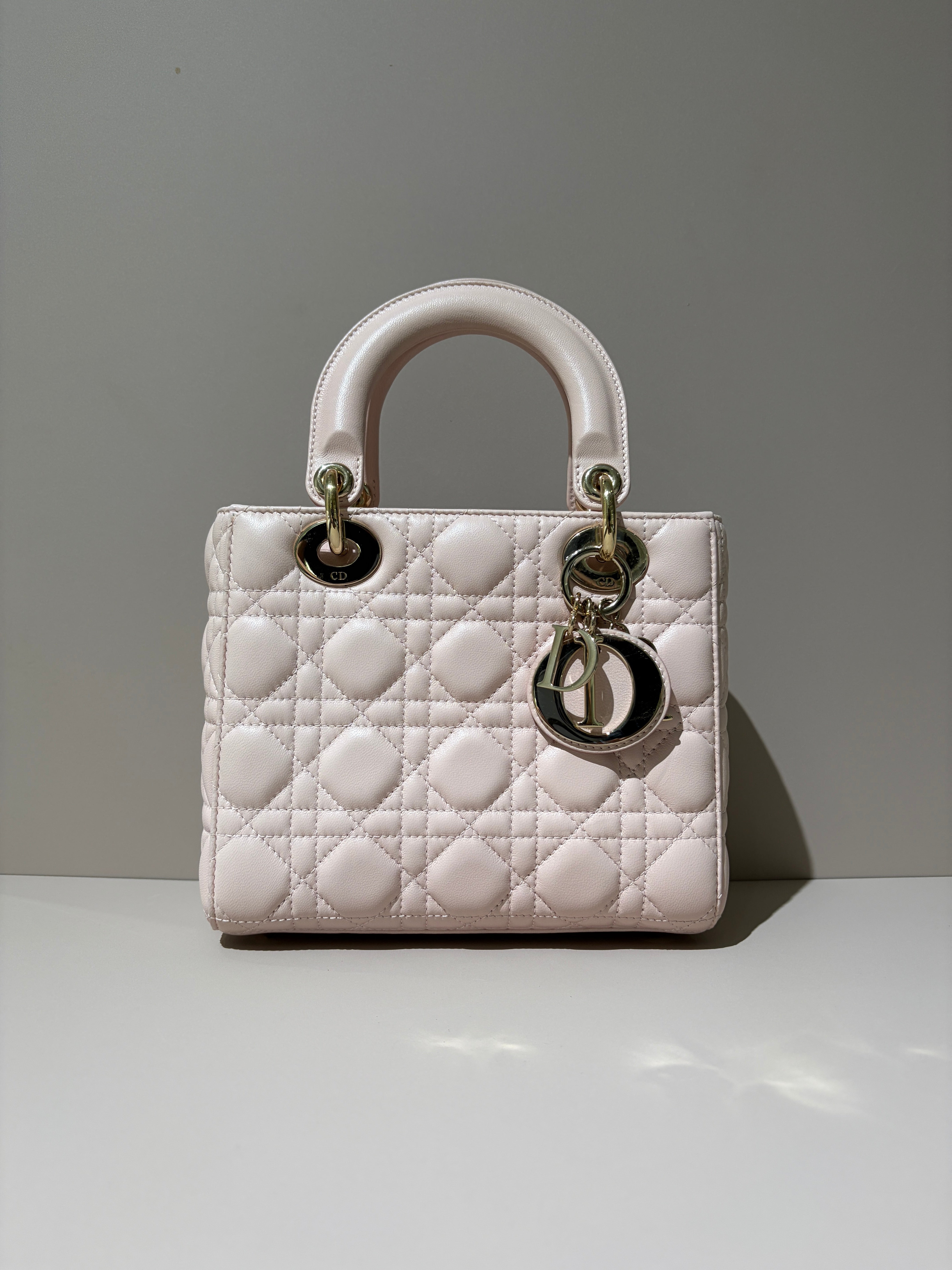 Dior Lady Small Flap - Cannage Lambskin Light Sakura Pink Gold Hardware