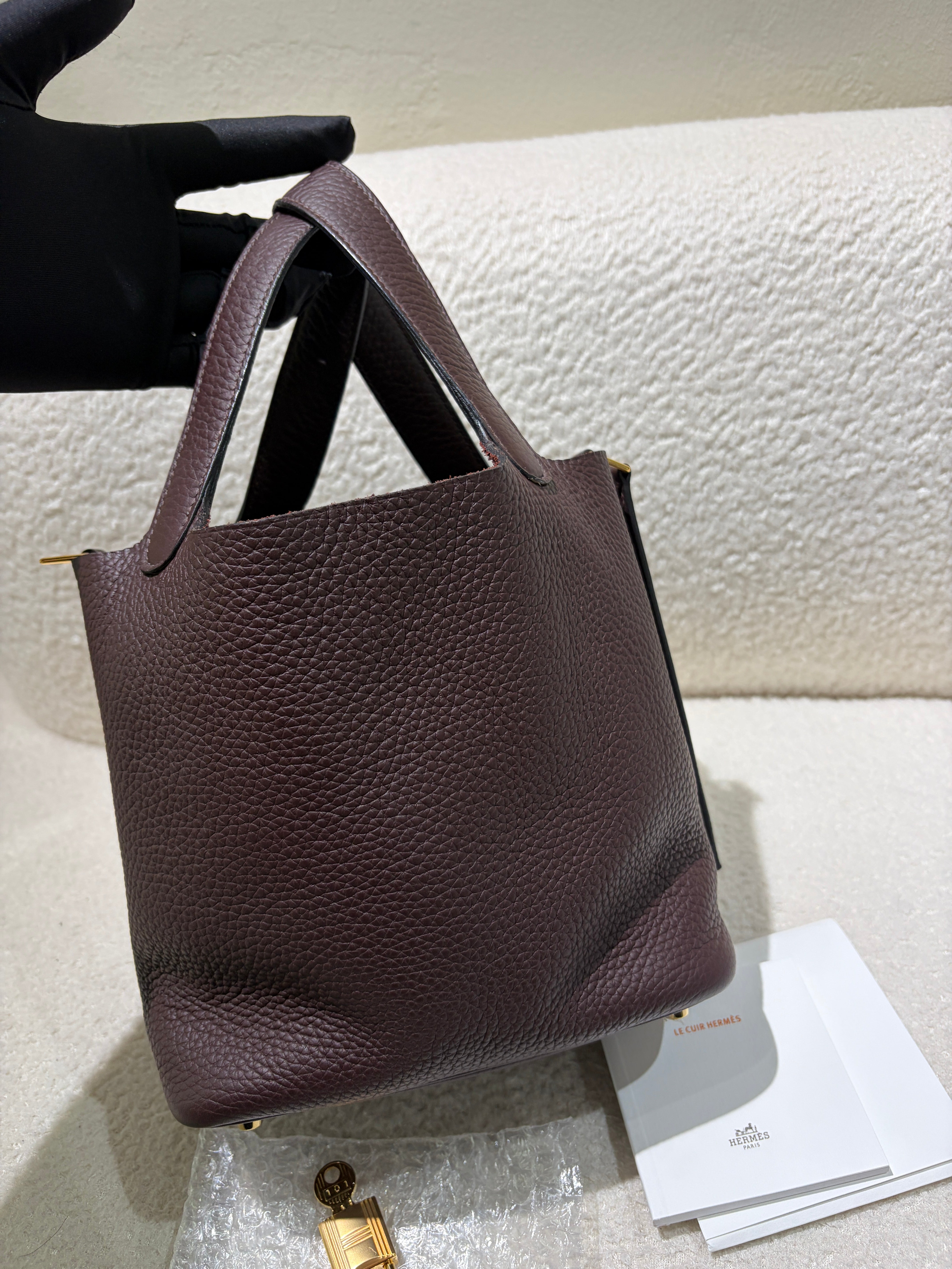 Hermes Picotin 18 - TC Clemence Leather Palladium Silver Hardware Stamp Square P