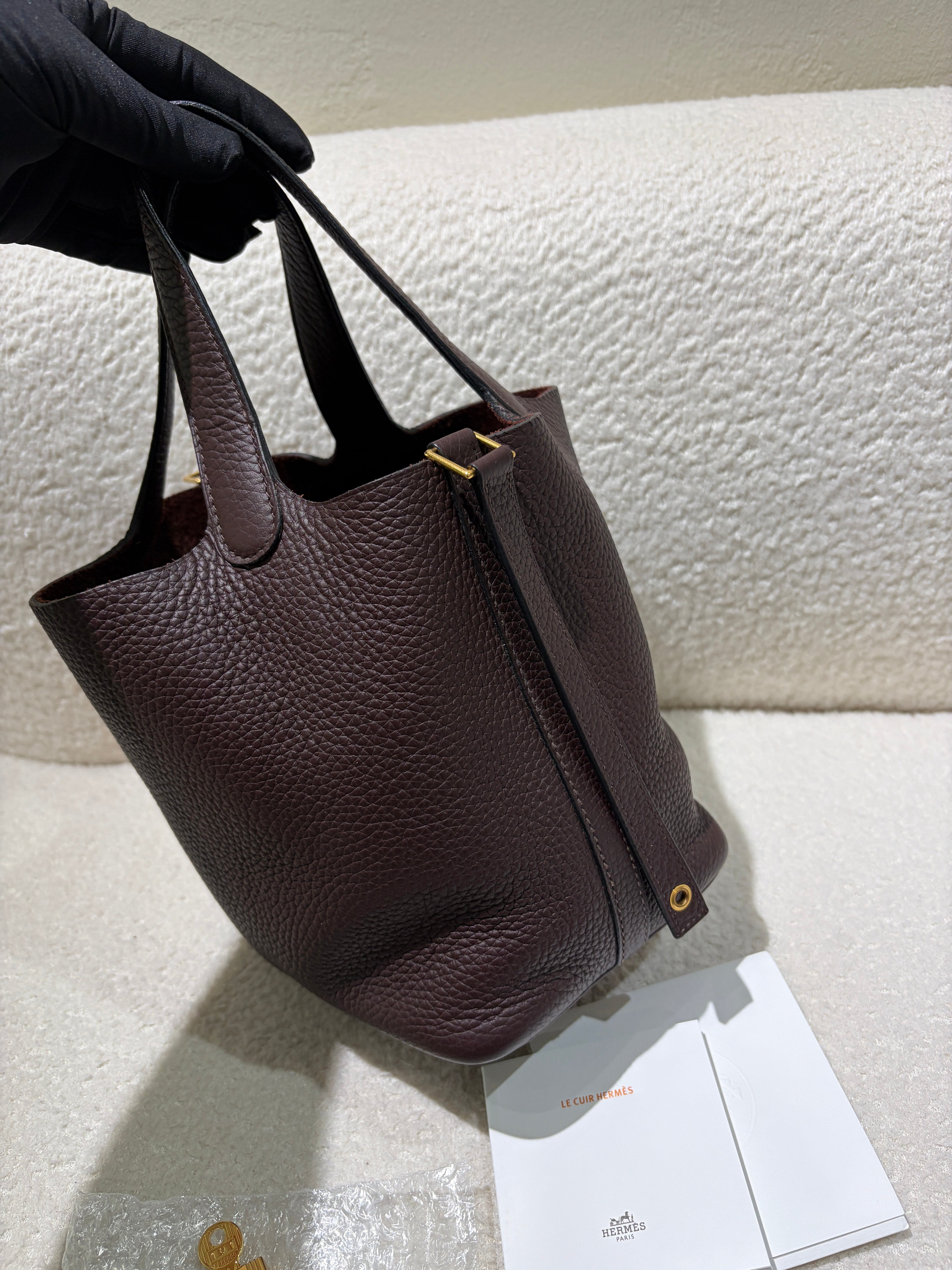 Hermes Picotin 18 - TC Clemence Leather Palladium Silver Hardware Stamp Square P