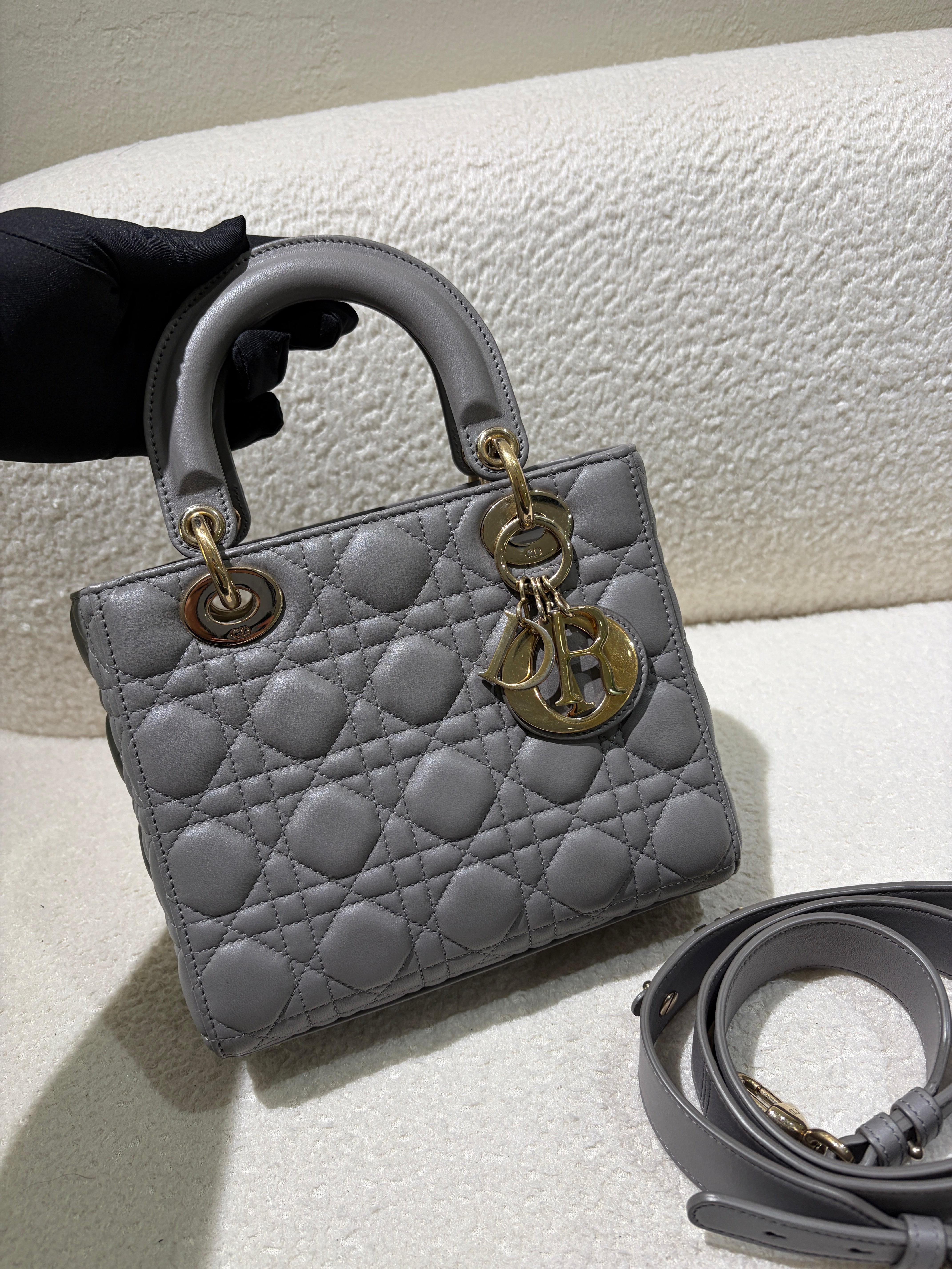 Dior Lady Medium Flap - Cannage Metallic Gold Gold Hardware