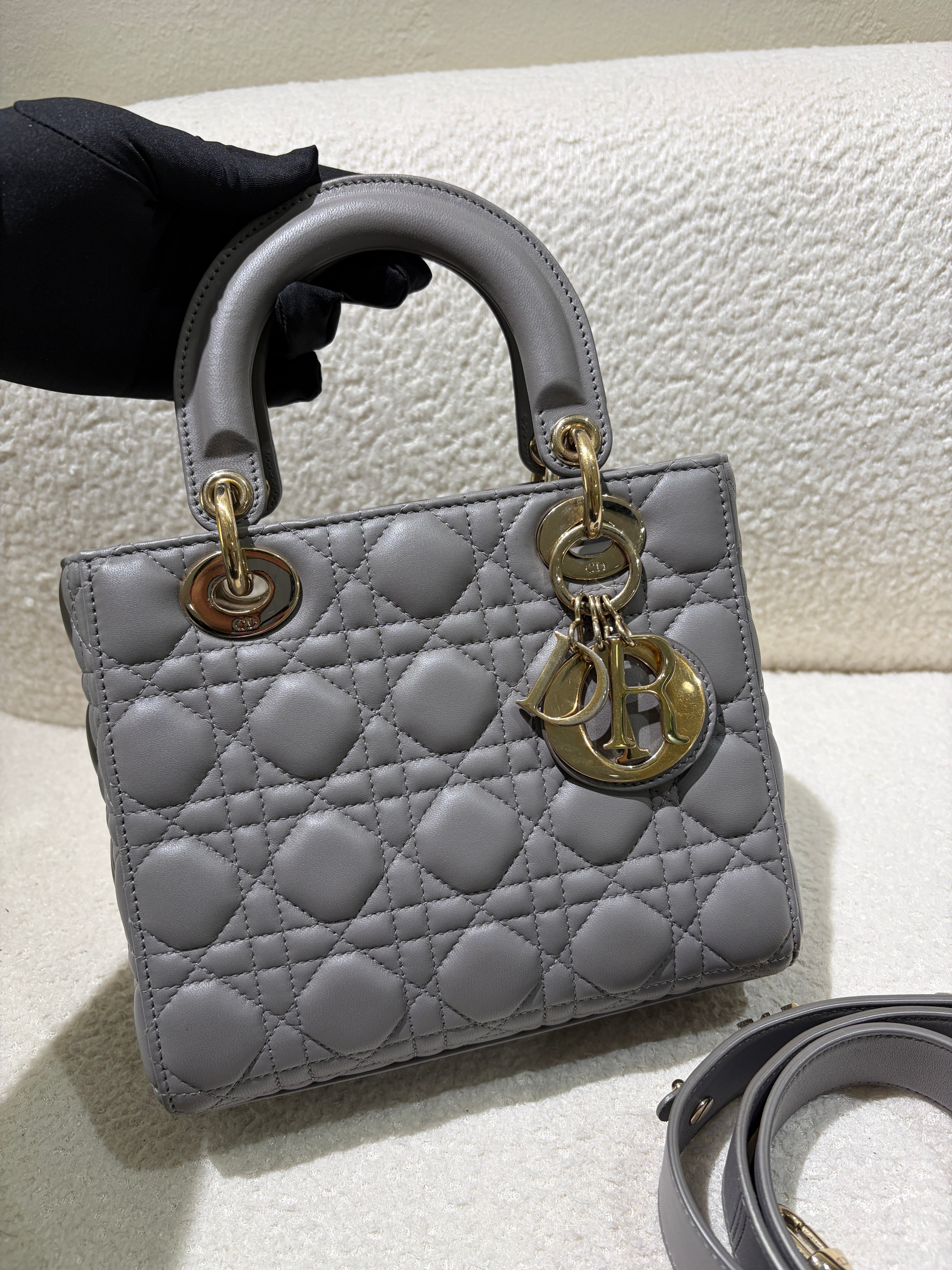 Dior Lady Medium Flap - Cannage Metallic Gold Gold Hardware