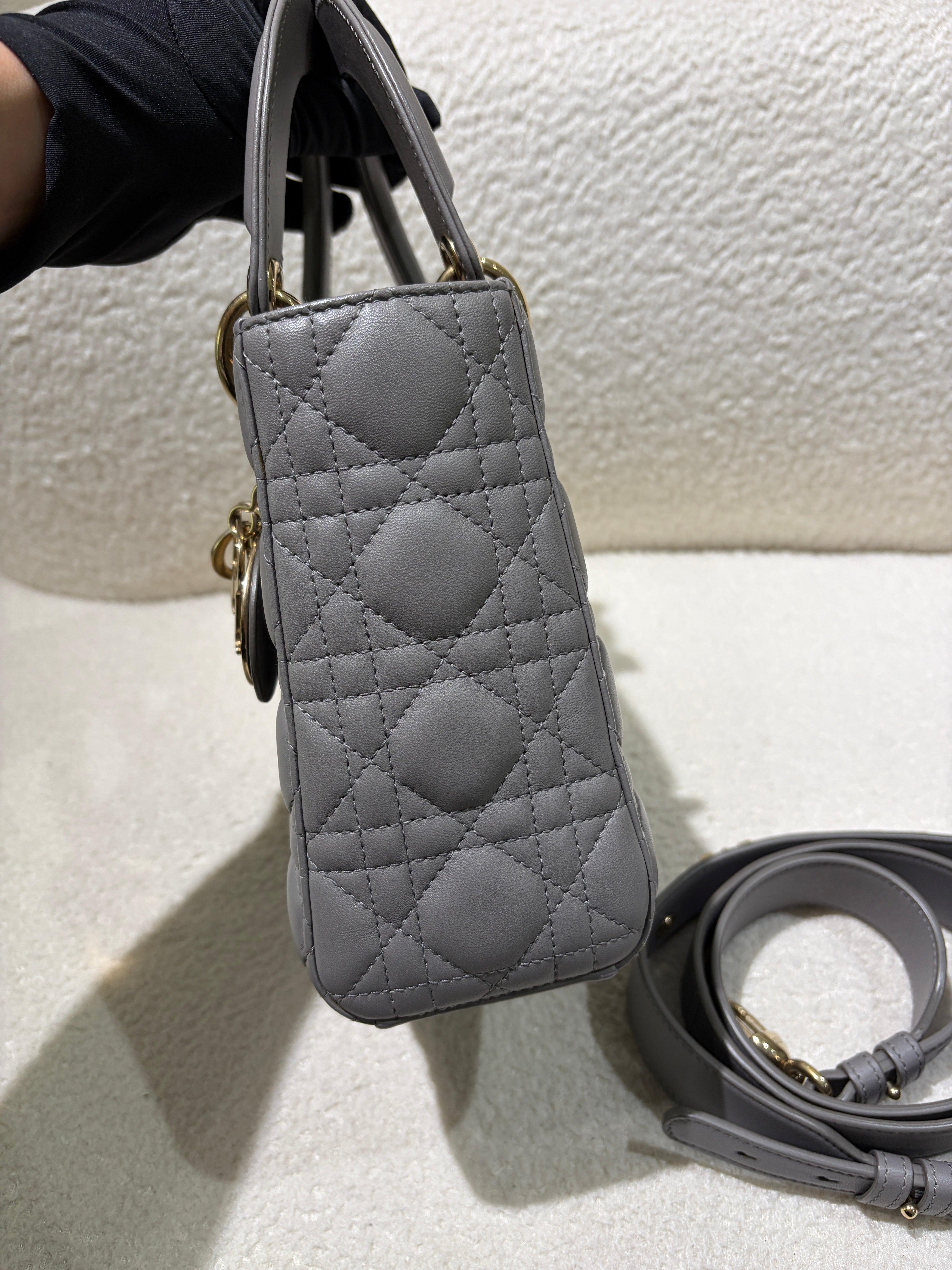 Dior Lady Medium Flap - Cannage Metallic Gold Gold Hardware