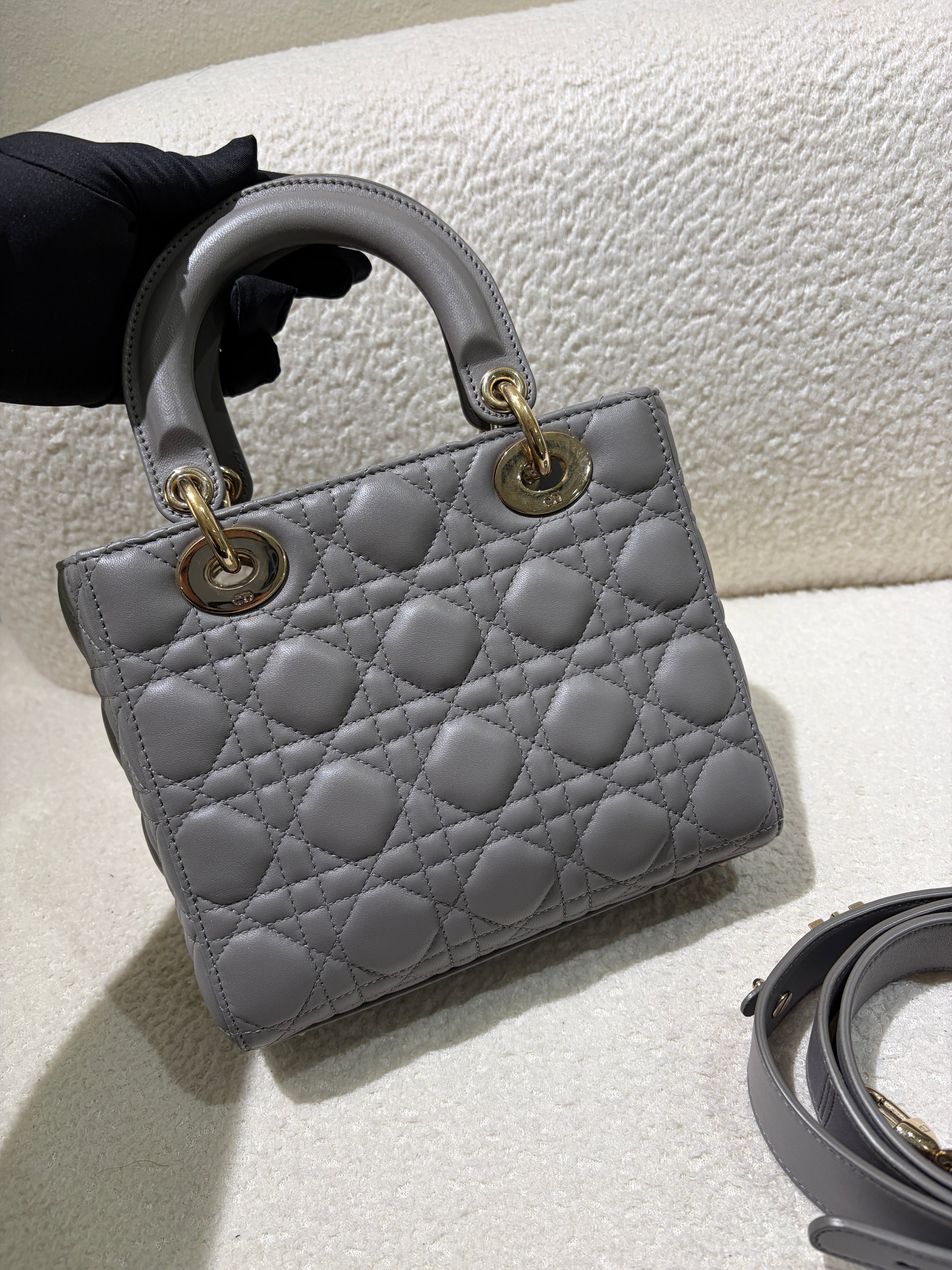 Dior Lady Medium Flap - Cannage Metallic Gold Gold Hardware